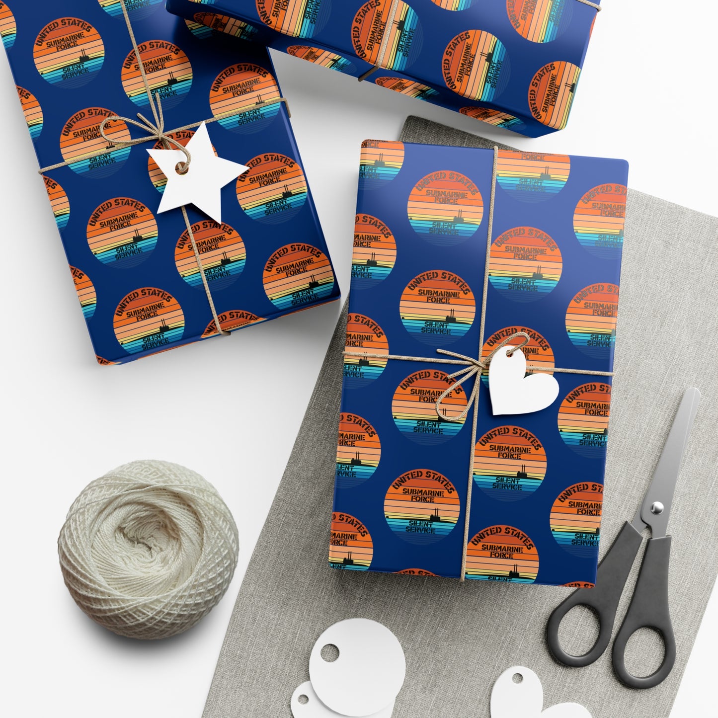 US Navy Submarine Force Silent Service Veteran Sailor Retro Design Blue Gift Wrap Papers