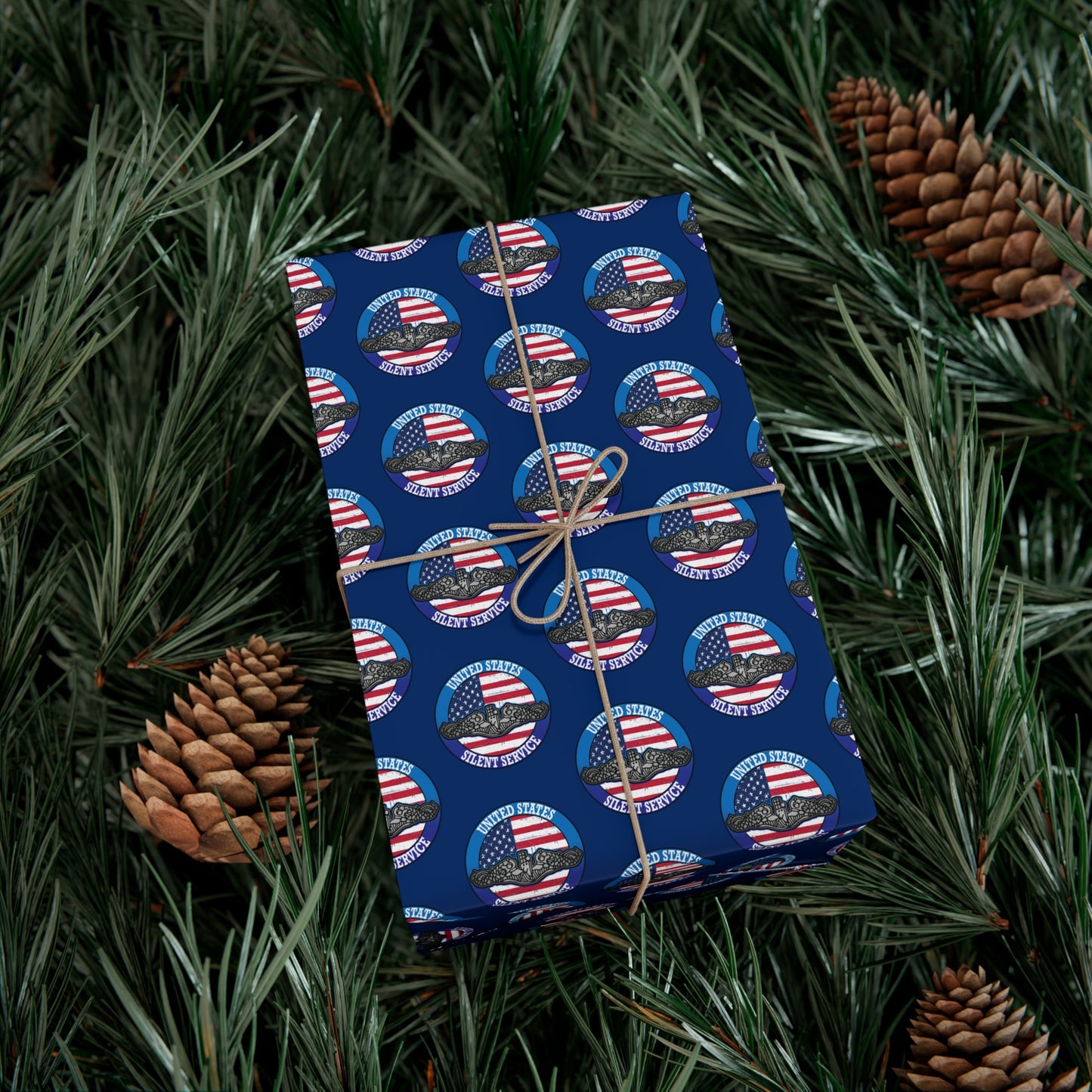 United States Navy Submarine Force Silent Service Silver Dolphins Blue Gift Wrap Papers