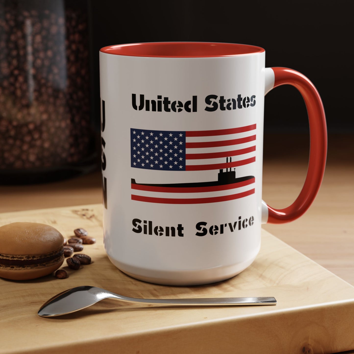 United States Navy Submarine Force Silent Service American Flag Accent Coffee Mugs