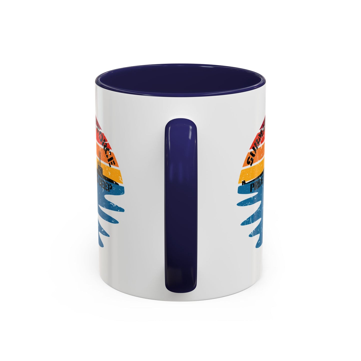 Sunrise United States Navy Submarine Force Pride Runs Deep Distressed Accent Coffee Mugs