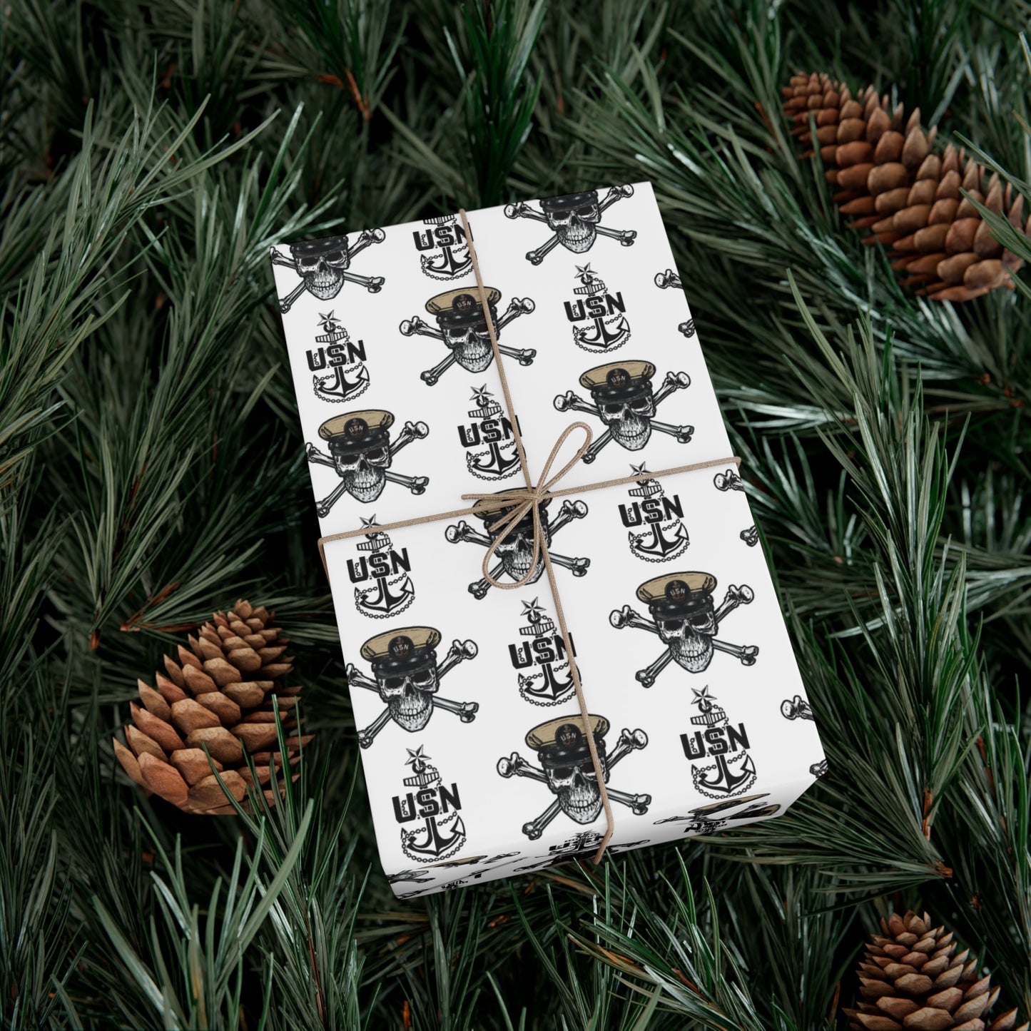 United States Navy Senior Chief Skull & Crossbones with SCPO Anchors White Gift Wrap Papers