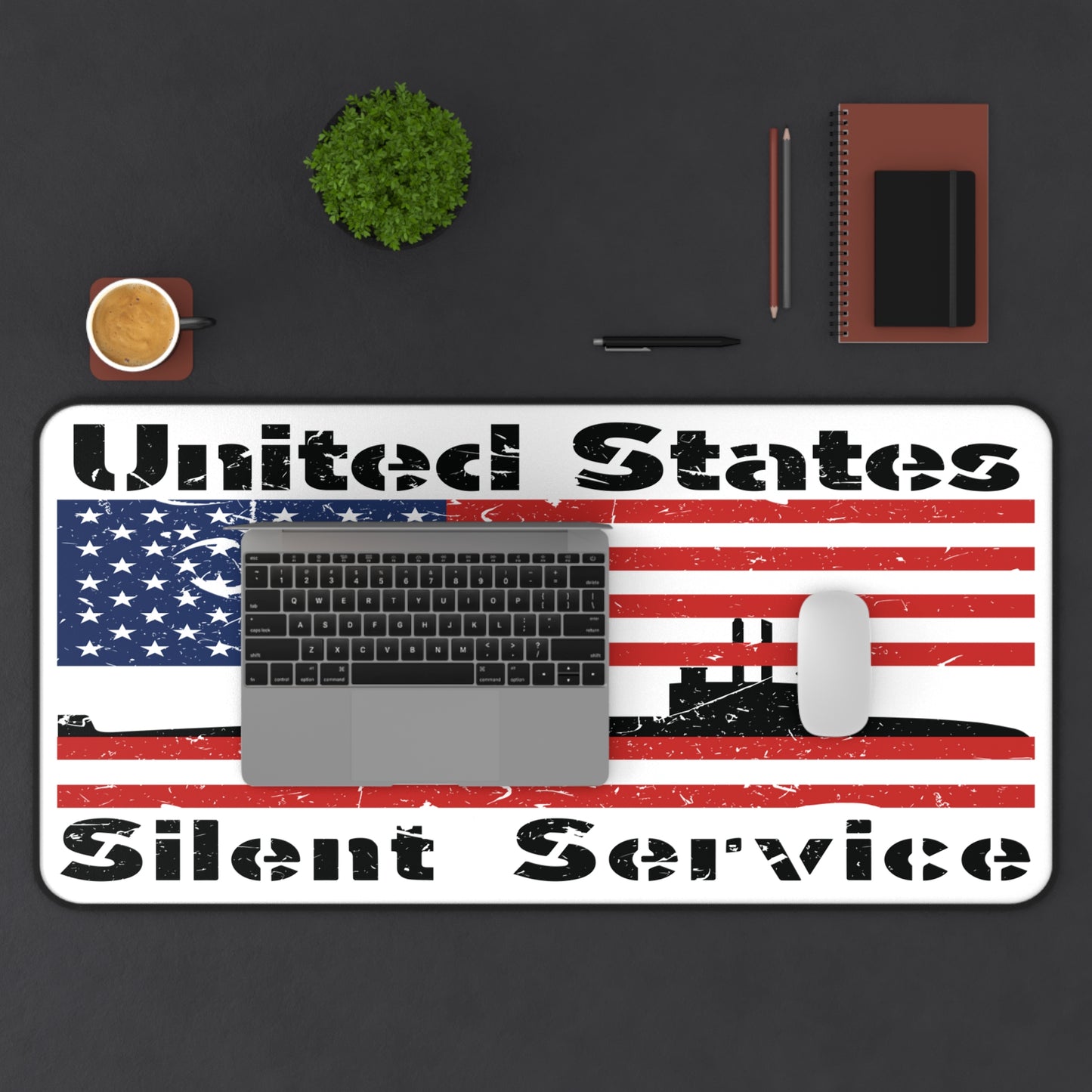 United States Silent Service Submarine Force Distressed American Flag Desk Mat