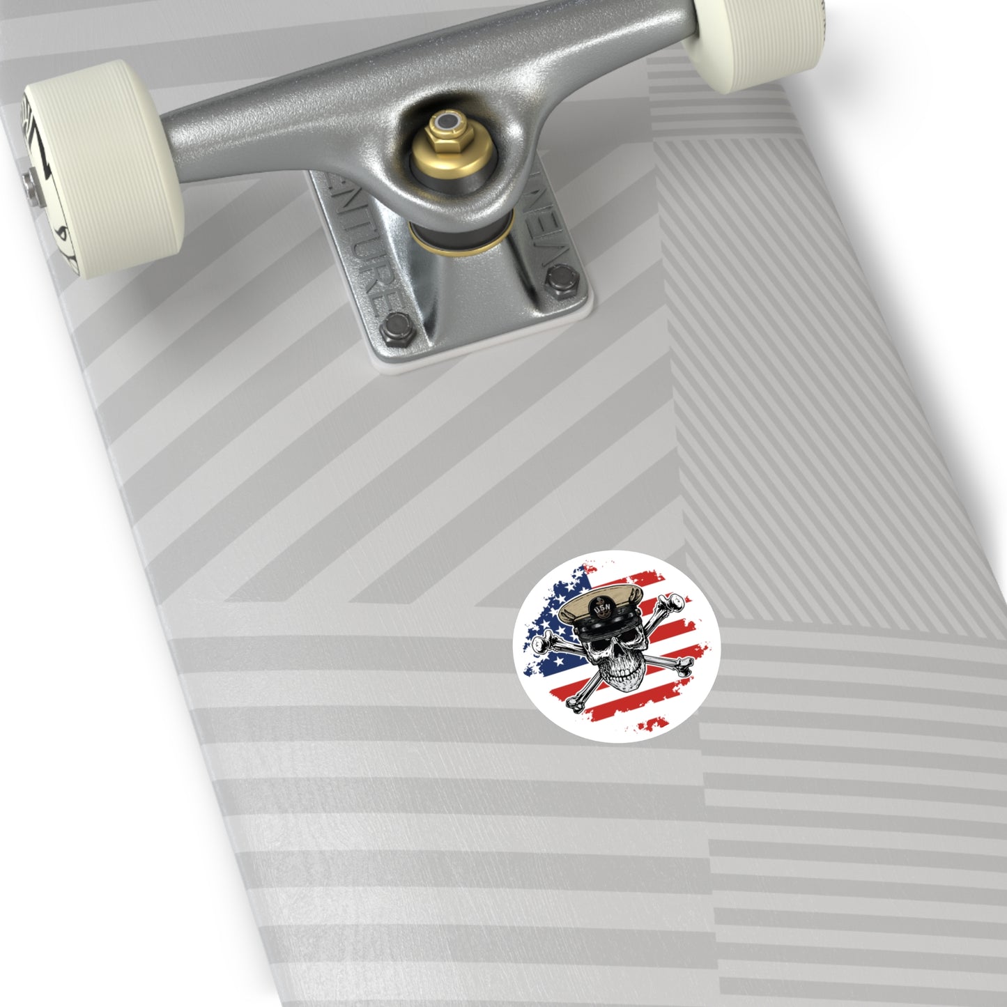 Naval Senior Chief SCPO Skull & Crossbones on American Flag Round Sticker