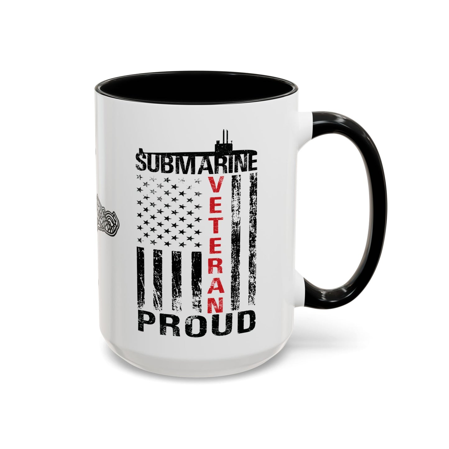 United States Navy Submarine Force Veteran Proud Silent Service USA Distressed Flag Accent Coffee Mugs