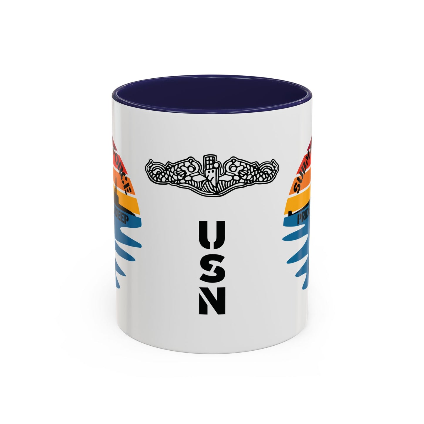 Sunrise United States Navy Submarine Force Pride Runs Deep Accent Coffee Mugs