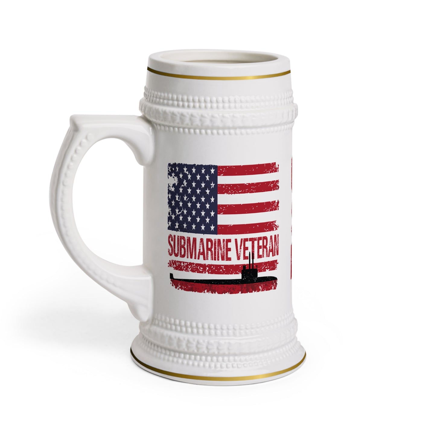 Submarine Veteran United States Navy Silent Service USA Flag Drinking Stein Mug