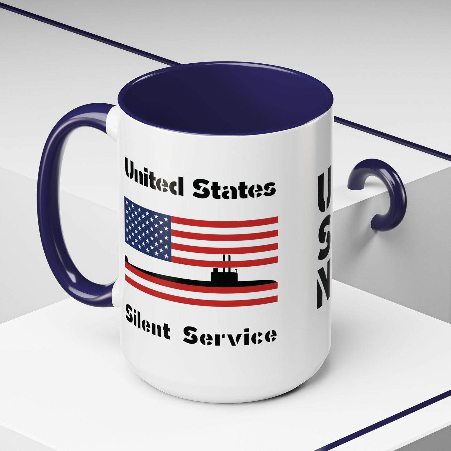 United States Navy Submarine Force Silent Service American Flag Accent Coffee Mugs