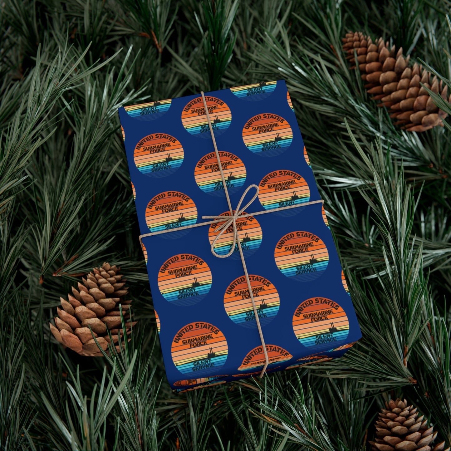 US Navy Submarine Force Silent Service Veteran Sailor Retro Design Blue Gift Wrap Papers