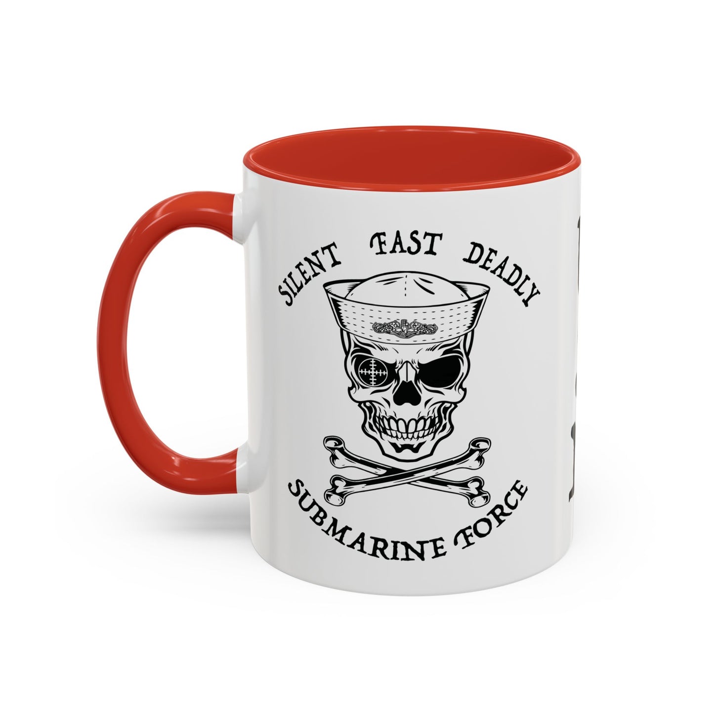 USN Submarine Force Silent Fast Deadly Skull & Crossbones Sailor Accent Coffee Mugs