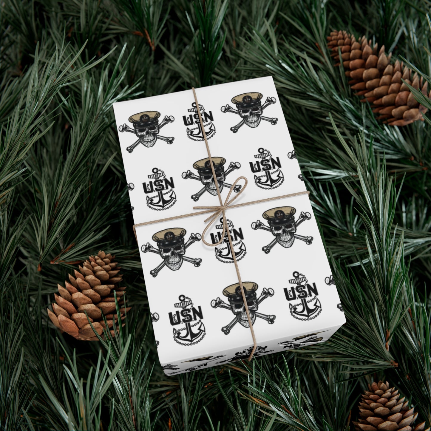 United States Navy Chief Skull & Crossbones with CPO Anchors White Gift Wrap Papers