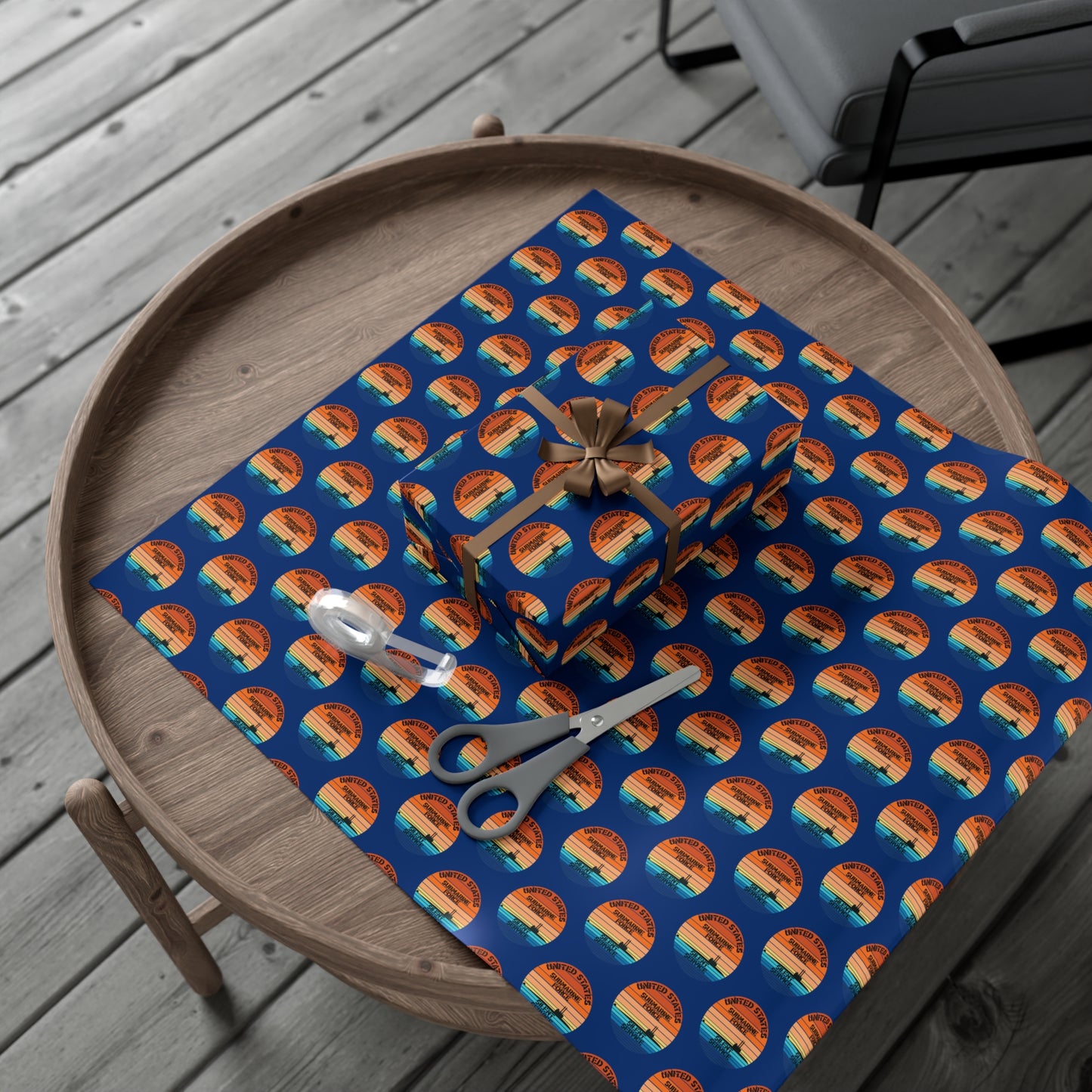 US Navy Submarine Force Silent Service Veteran Sailor Retro Design Blue Gift Wrap Papers