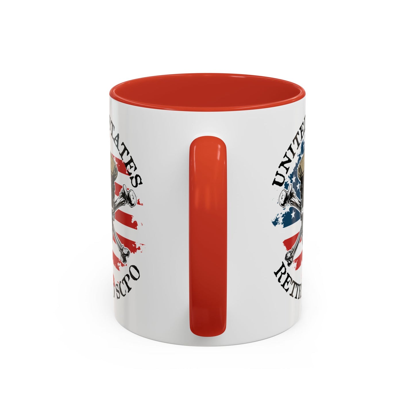 United States Navy Retired SCPO Skull Crossbones Senior Chief Petty Officer Anchor with Distressed USA Flag Accent Coffee Mugs