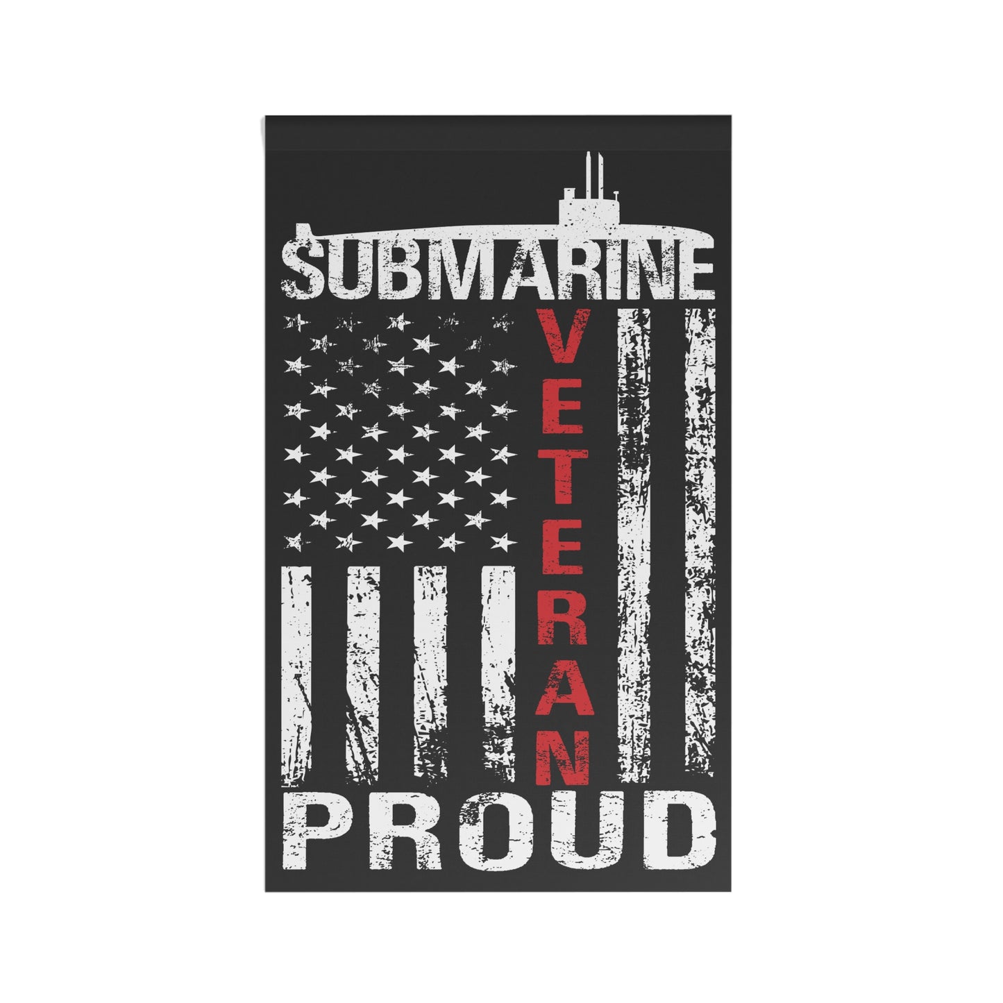 Navy Submarine Veteran Proud Distressed White United States of America Flag House Banner