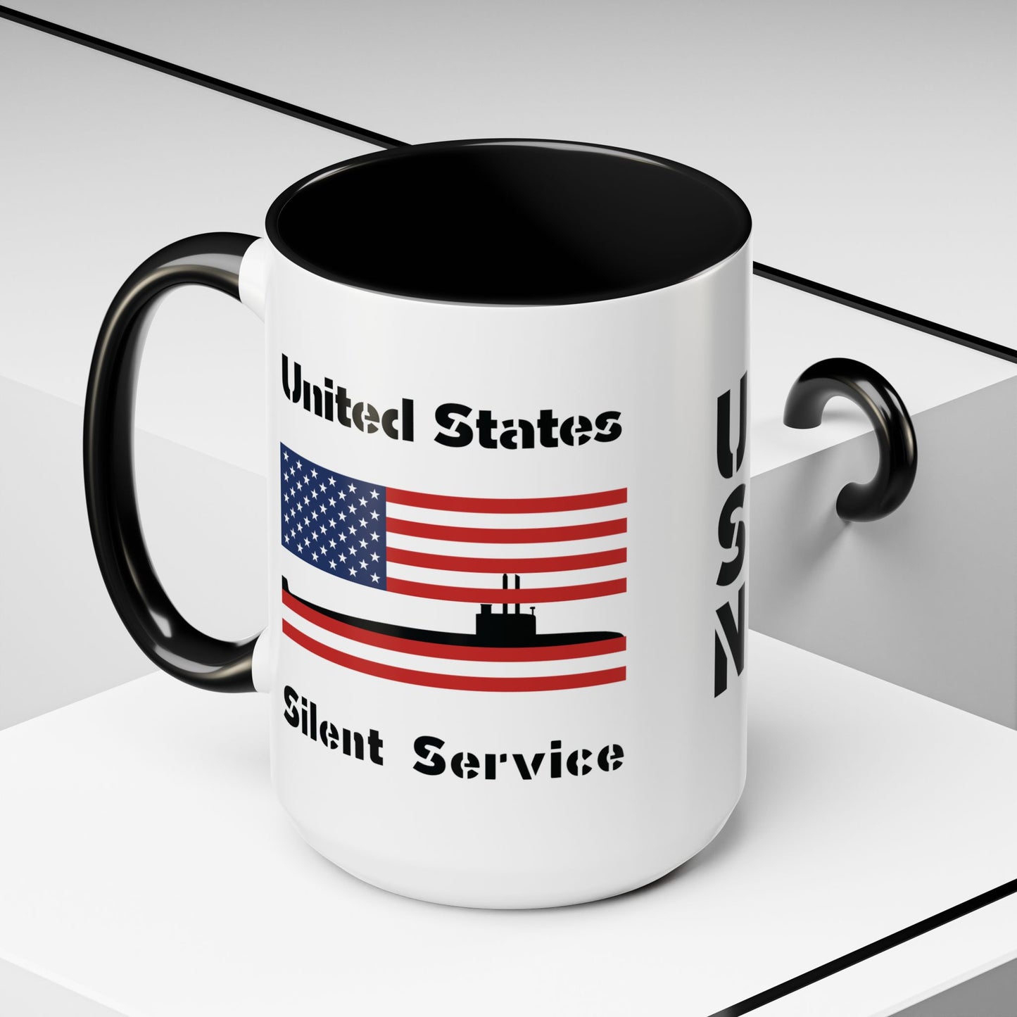 United States Navy Submarine Force Silent Service American Flag Accent Coffee Mugs