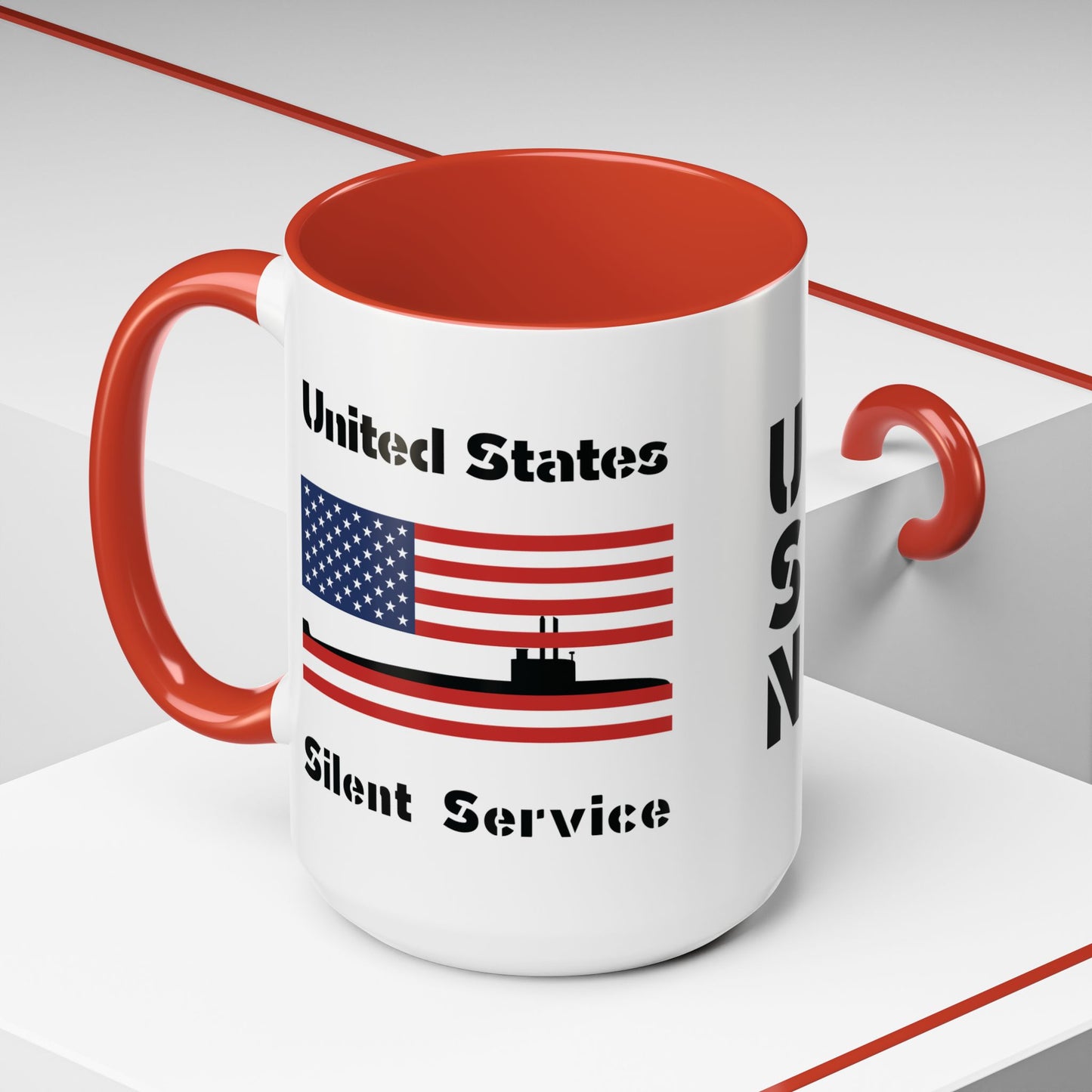 United States Navy Submarine Force Silent Service American Flag Accent Coffee Mugs