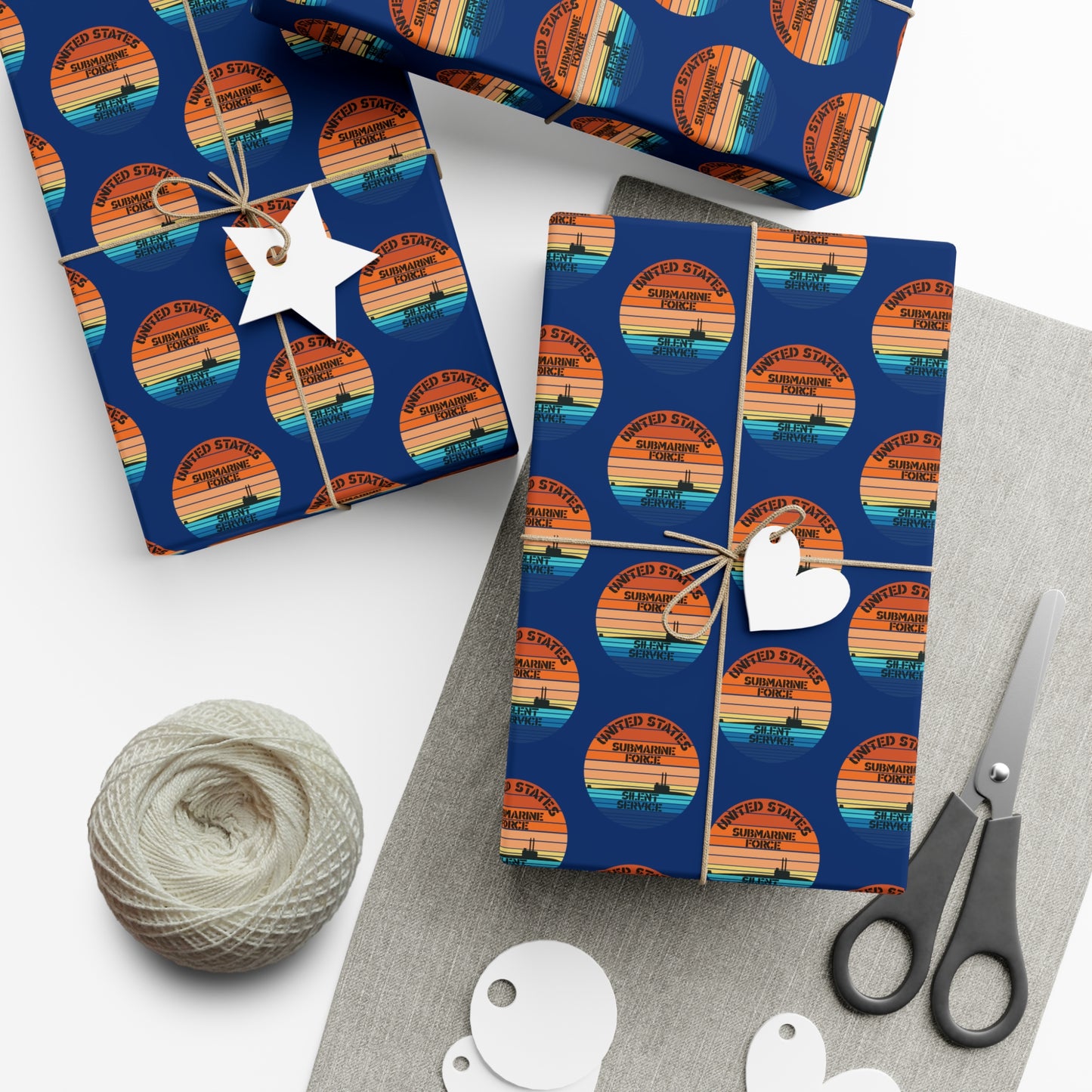 US Navy Submarine Force Silent Service Veteran Sailor Retro Design Blue Gift Wrap Papers