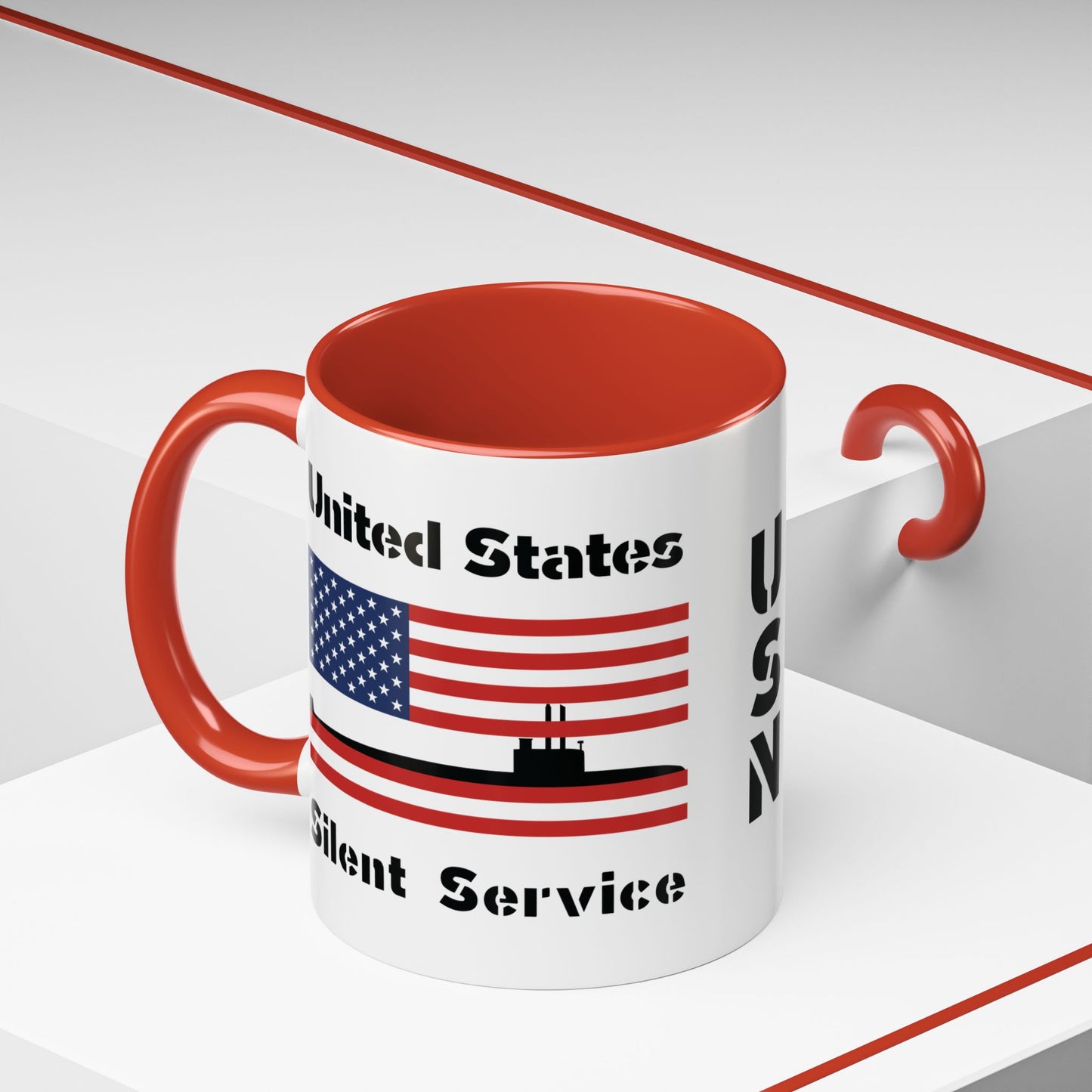 United States Navy Submarine Force Silent Service American Flag Accent Coffee Mugs