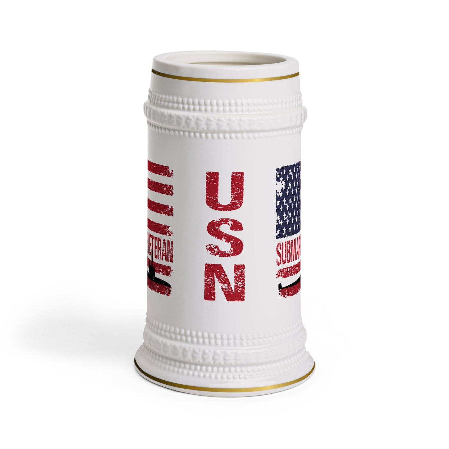 Submarine Veteran United States Navy Silent Service USA Flag Drinking Stein Mug
