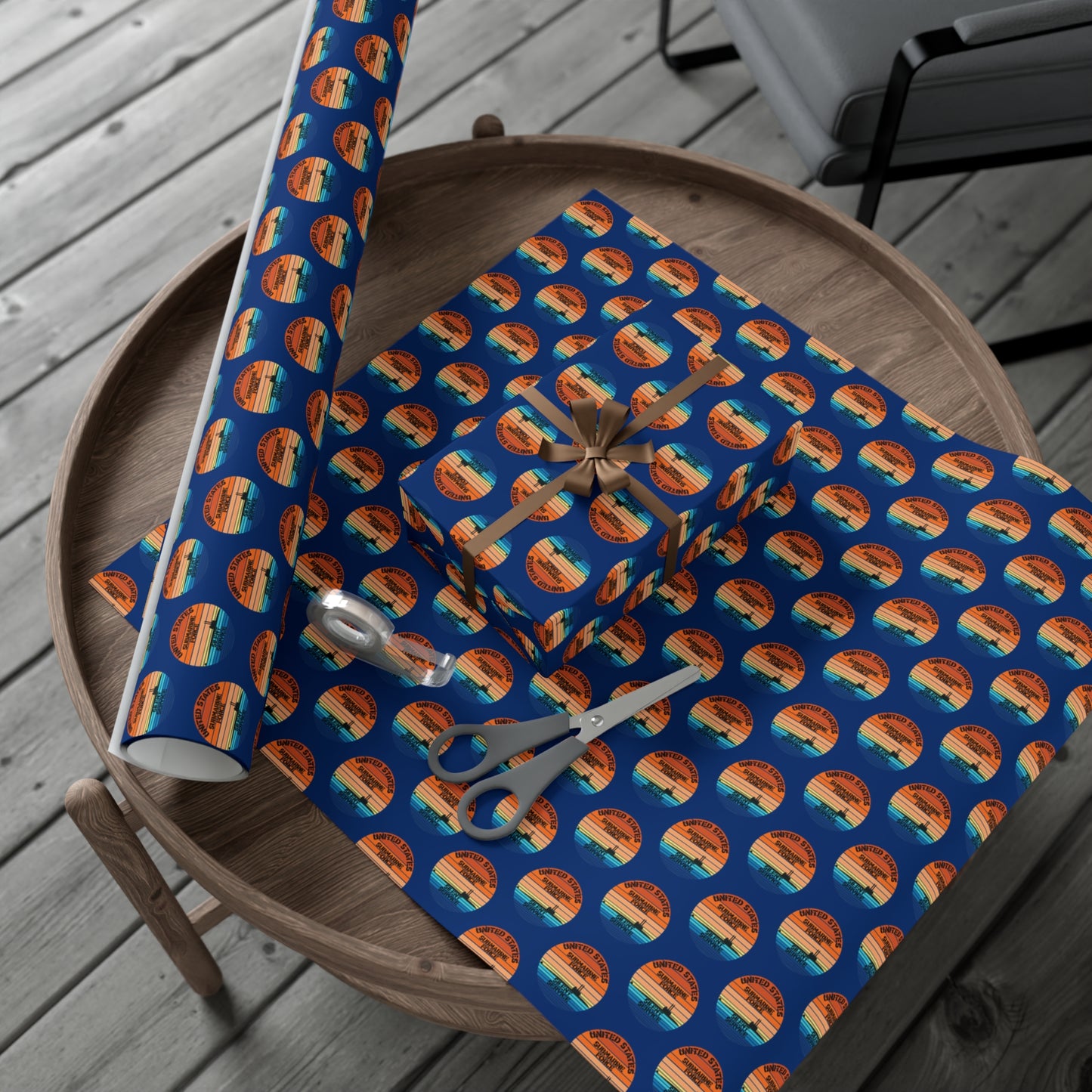 US Navy Submarine Force Silent Service Veteran Sailor Retro Design Blue Gift Wrap Papers