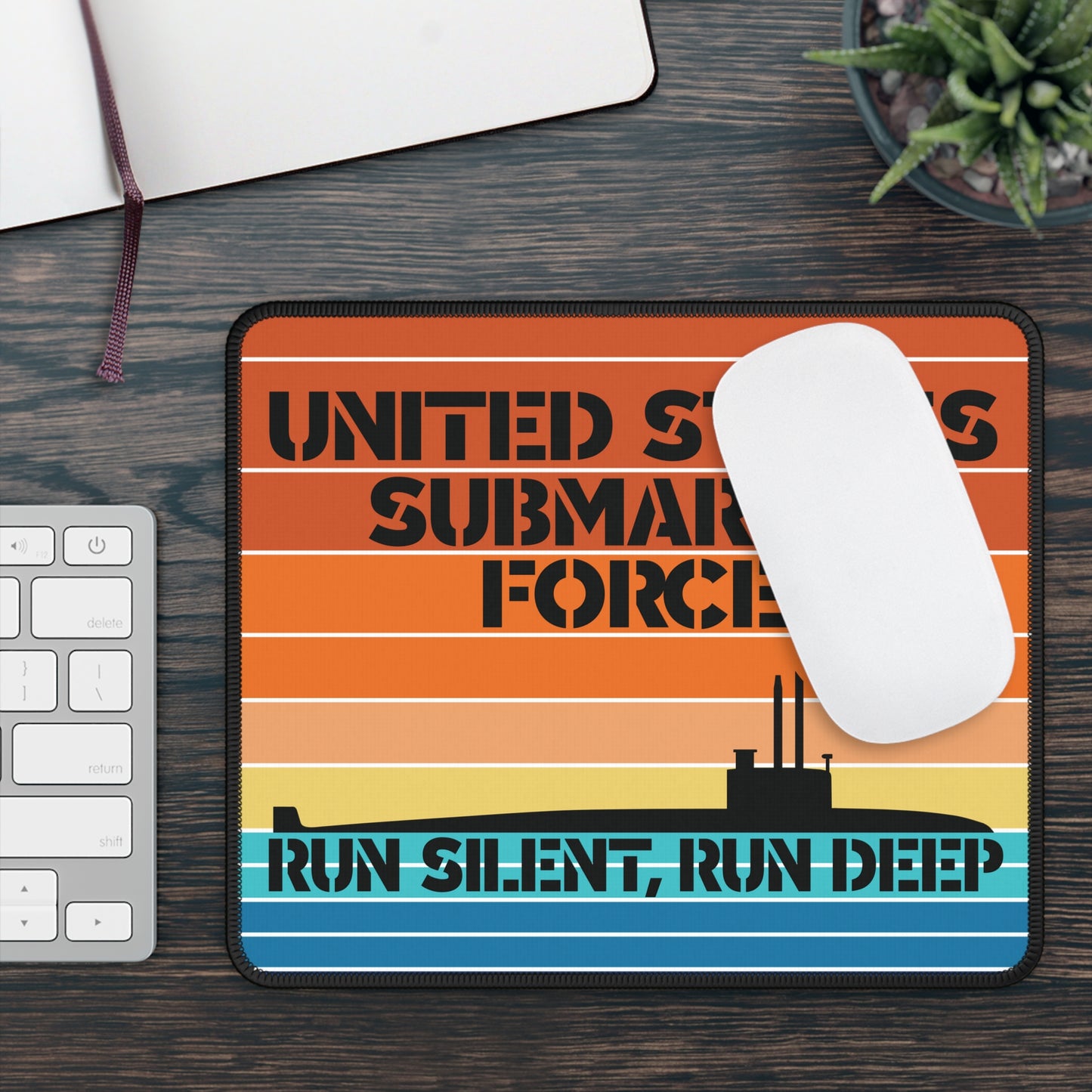 Sunset United States Submarine Force Run Silent Run Deep Retro Vintage Gaming Mouse Pad