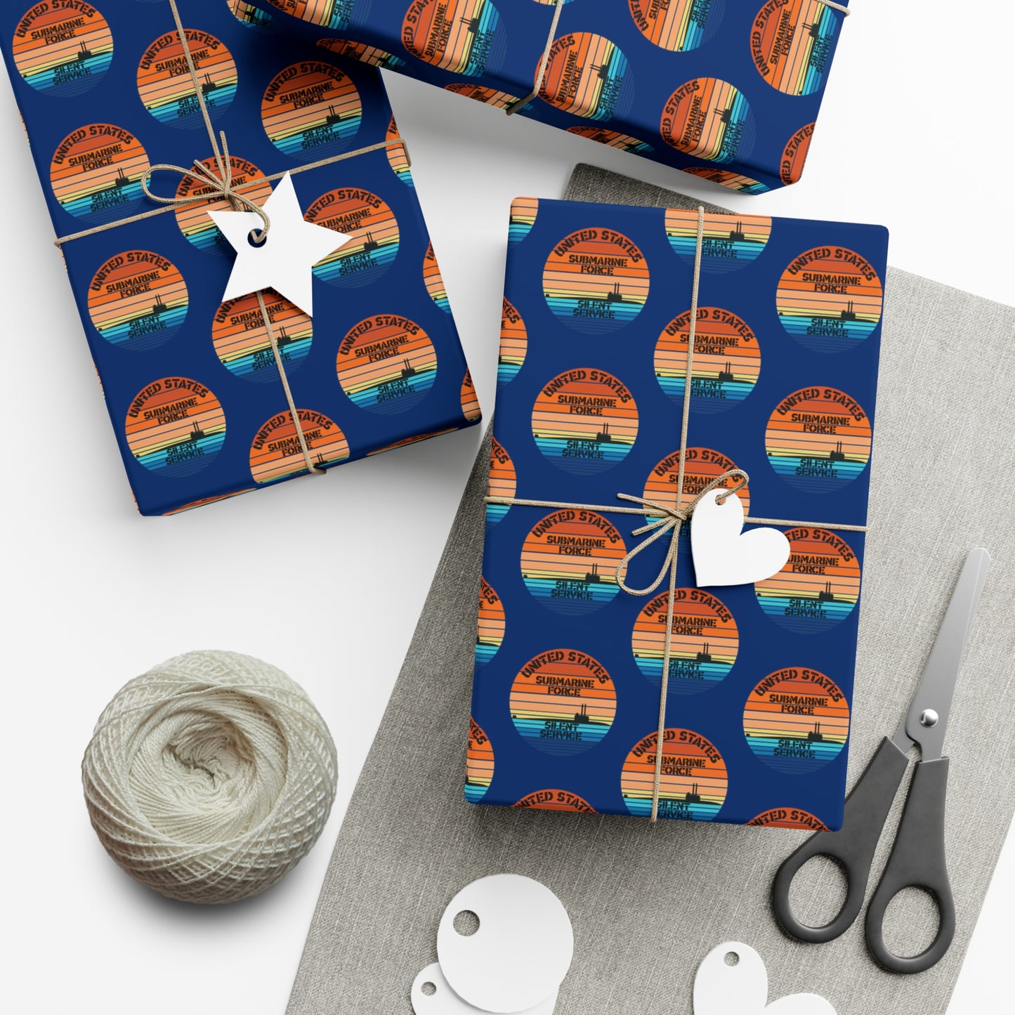 US Navy Submarine Force Silent Service Veteran Sailor Retro Design Blue Gift Wrap Papers