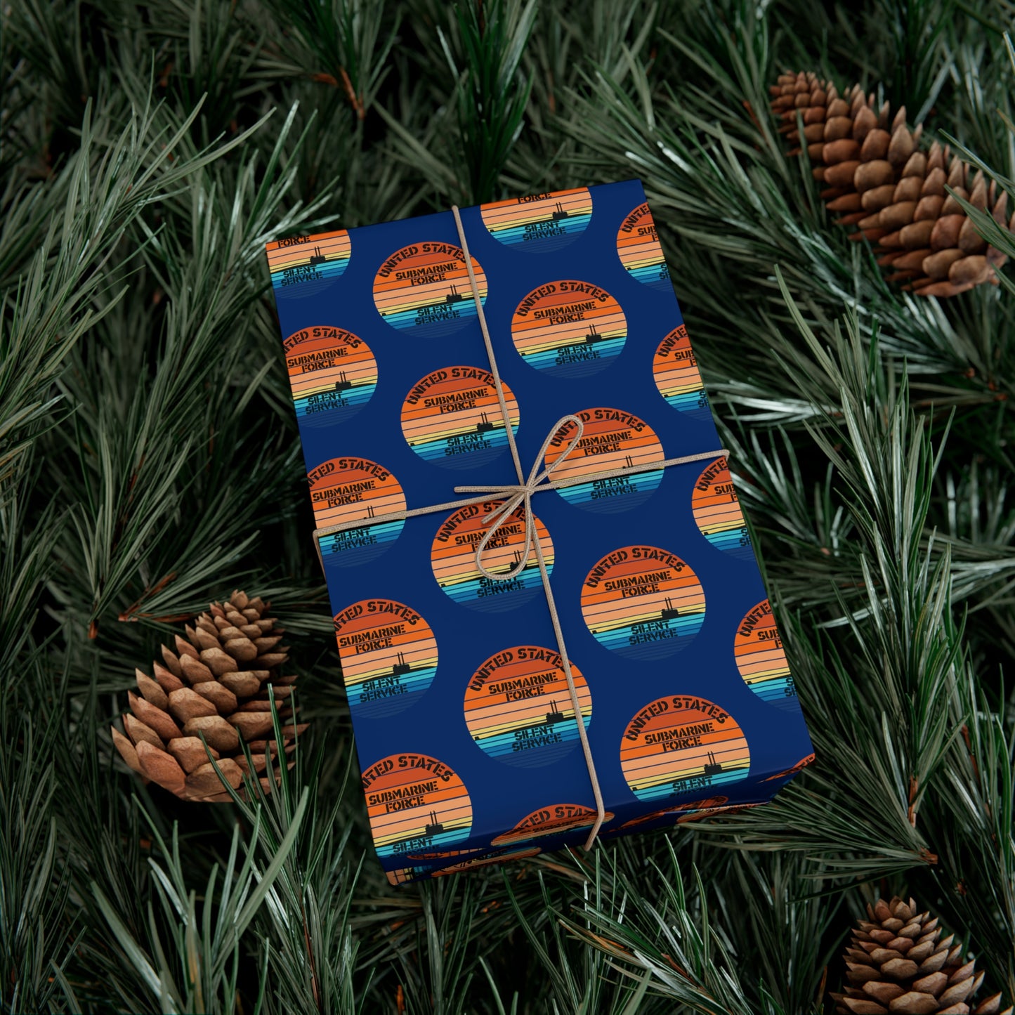 US Navy Submarine Force Silent Service Veteran Sailor Retro Design Blue Gift Wrap Papers
