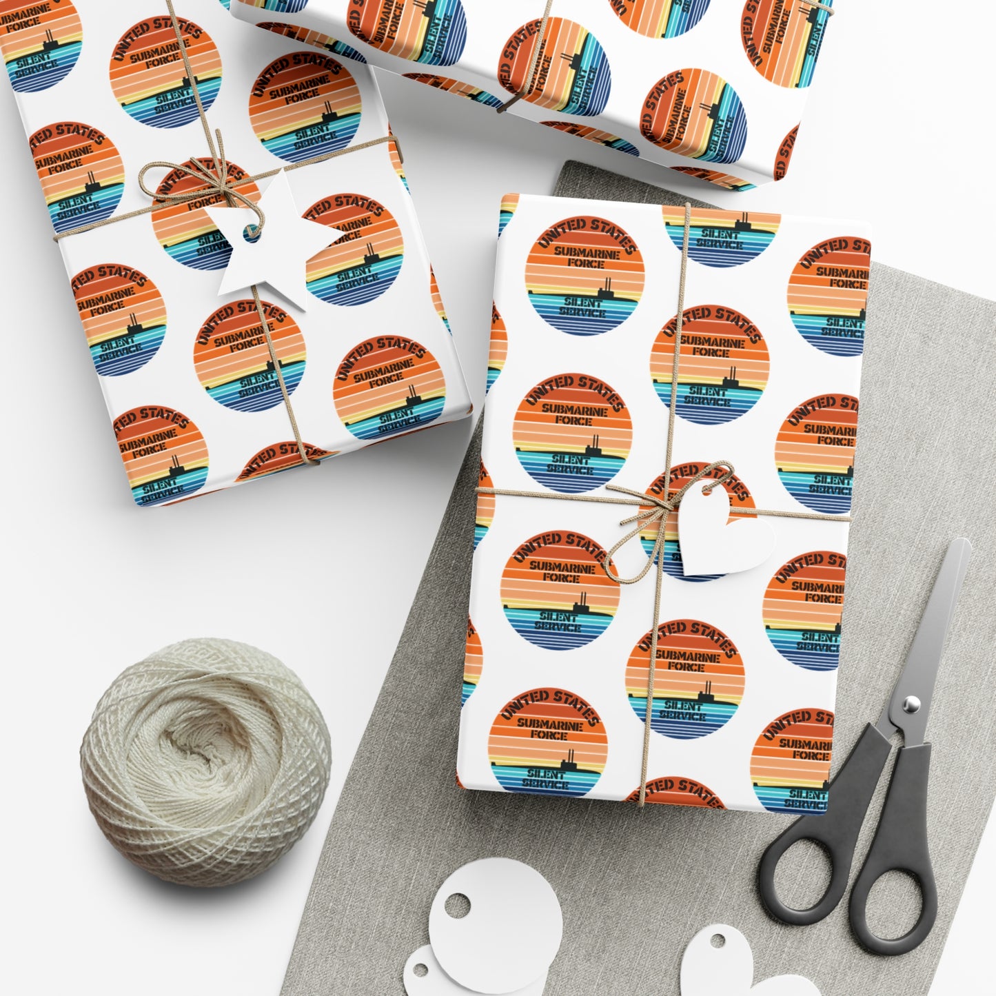 US Navy Submarine Force Silent Service Veteran Sailor Retro Design Gift Wrap Papers
