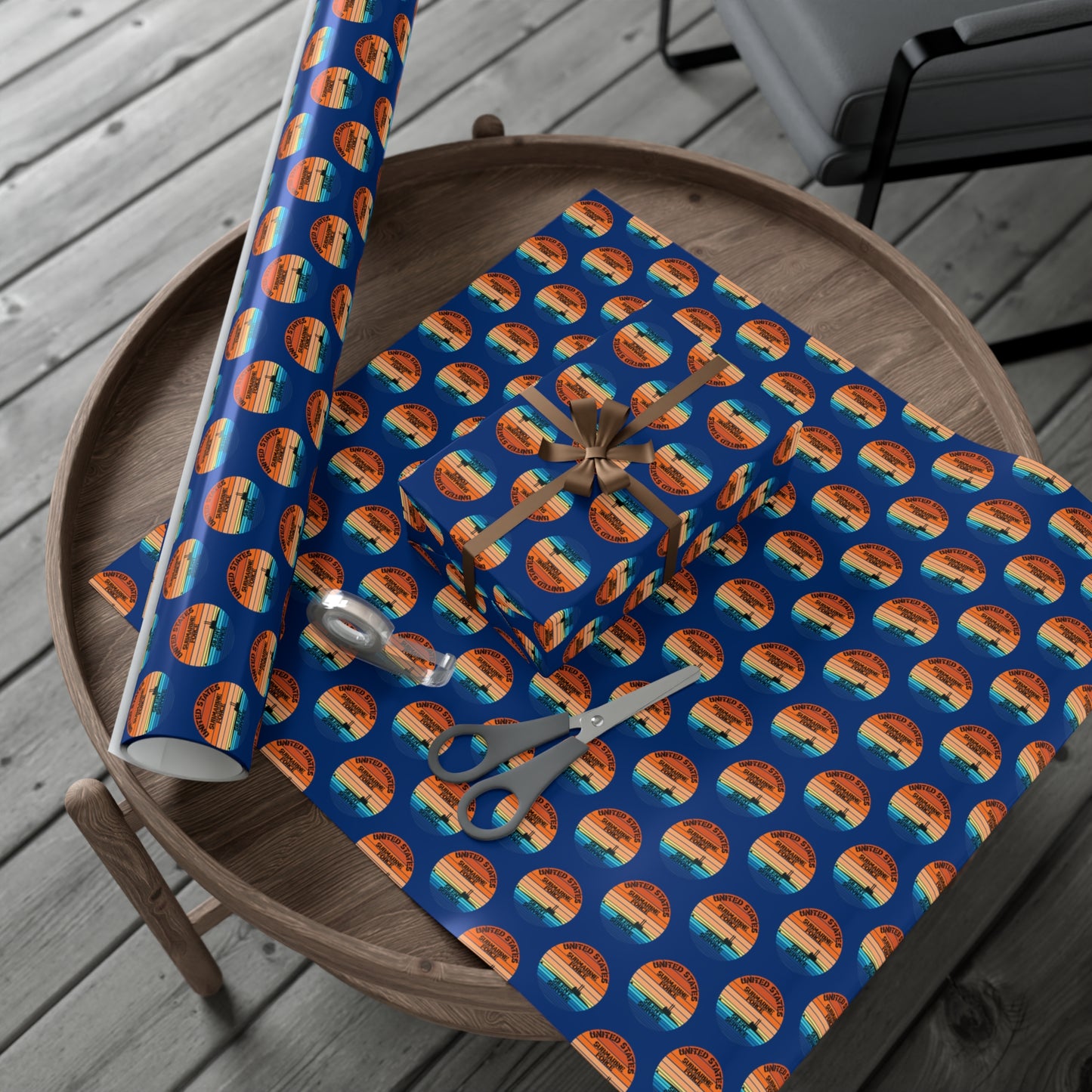 US Navy Submarine Force Silent Service Veteran Sailor Retro Design Blue Gift Wrap Papers