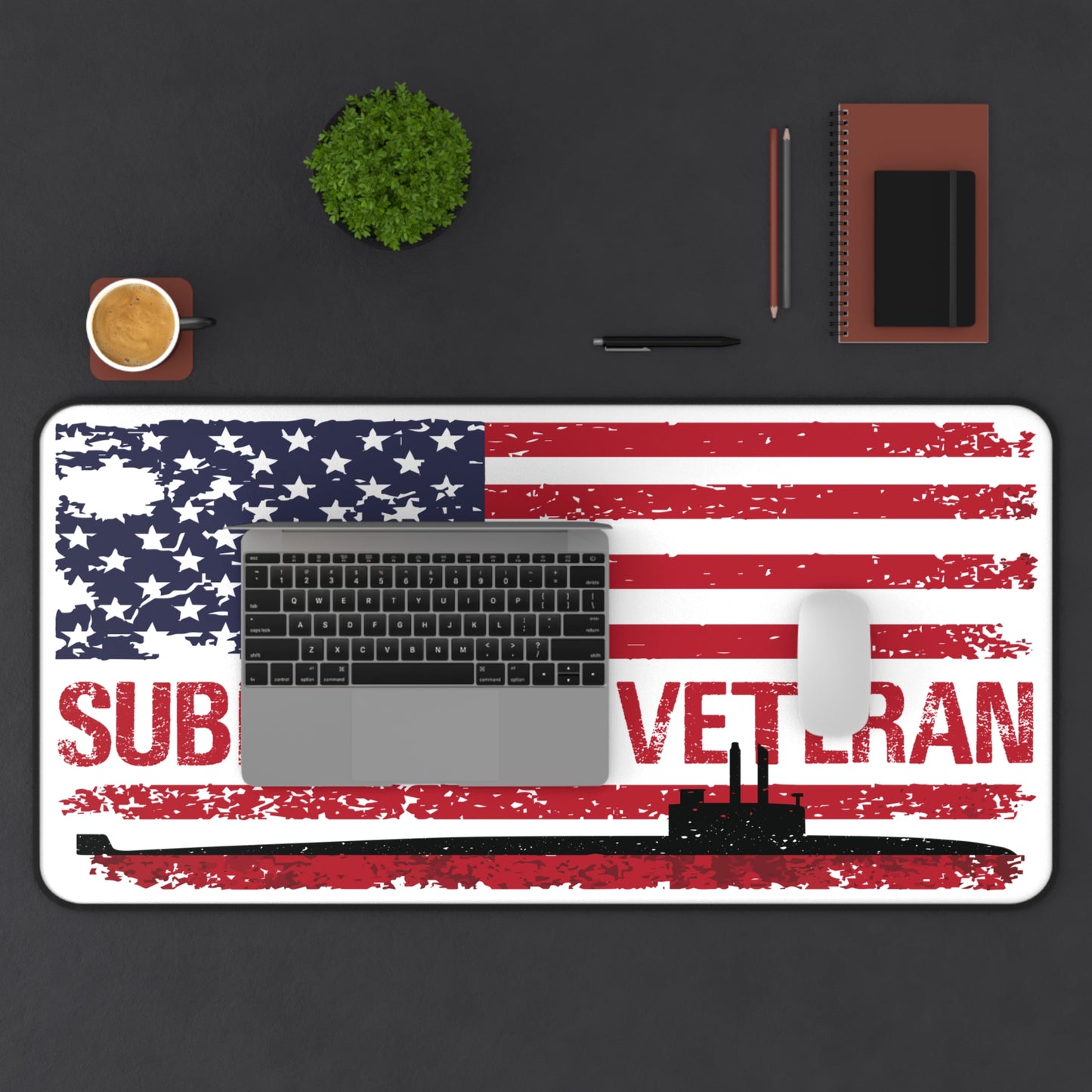 United States Submarine Veteran Distressed USA Flag Desk Mat