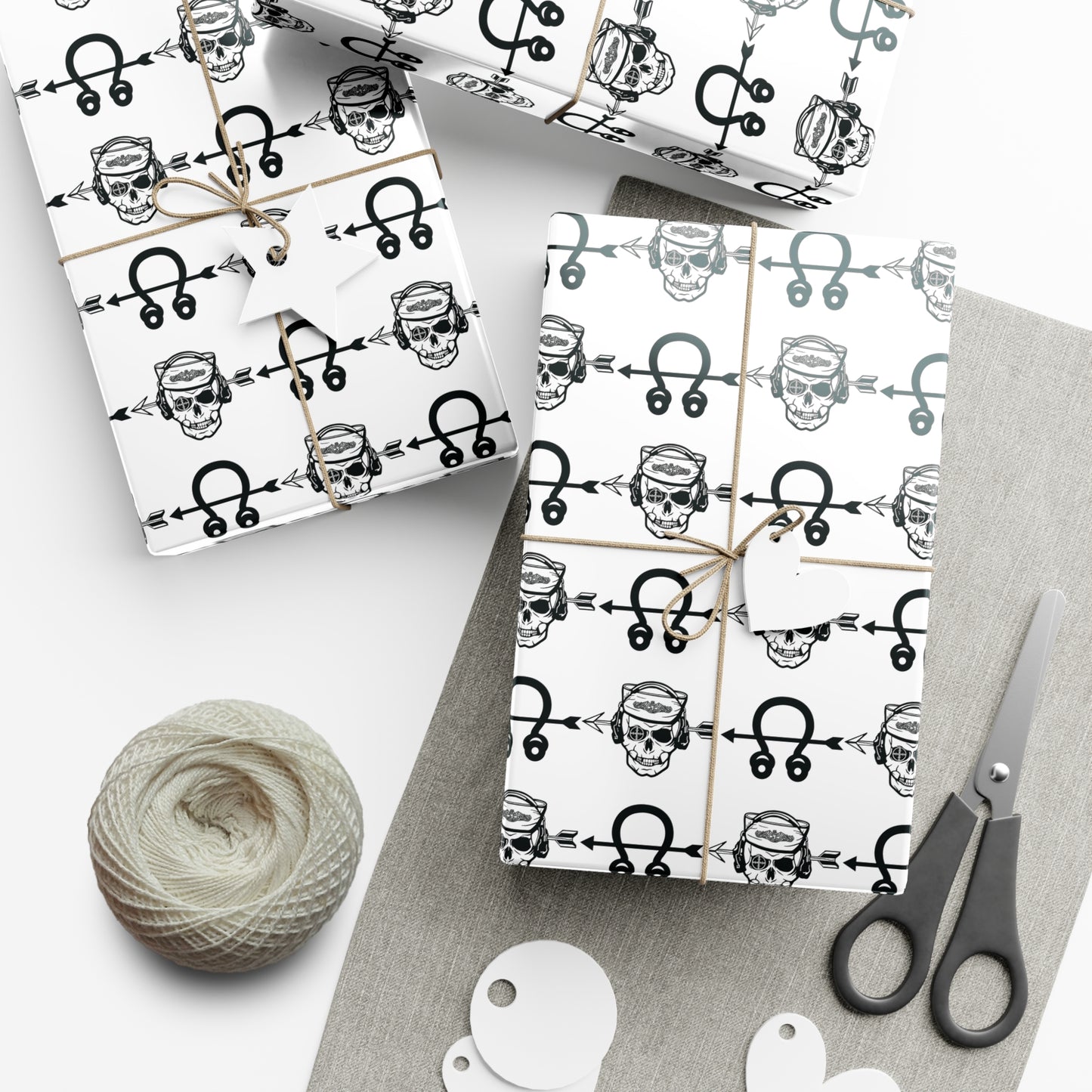 United States Navy Sonar Technician Submarines STS Sailor Skull and Insignia White Gift Wrap Papers