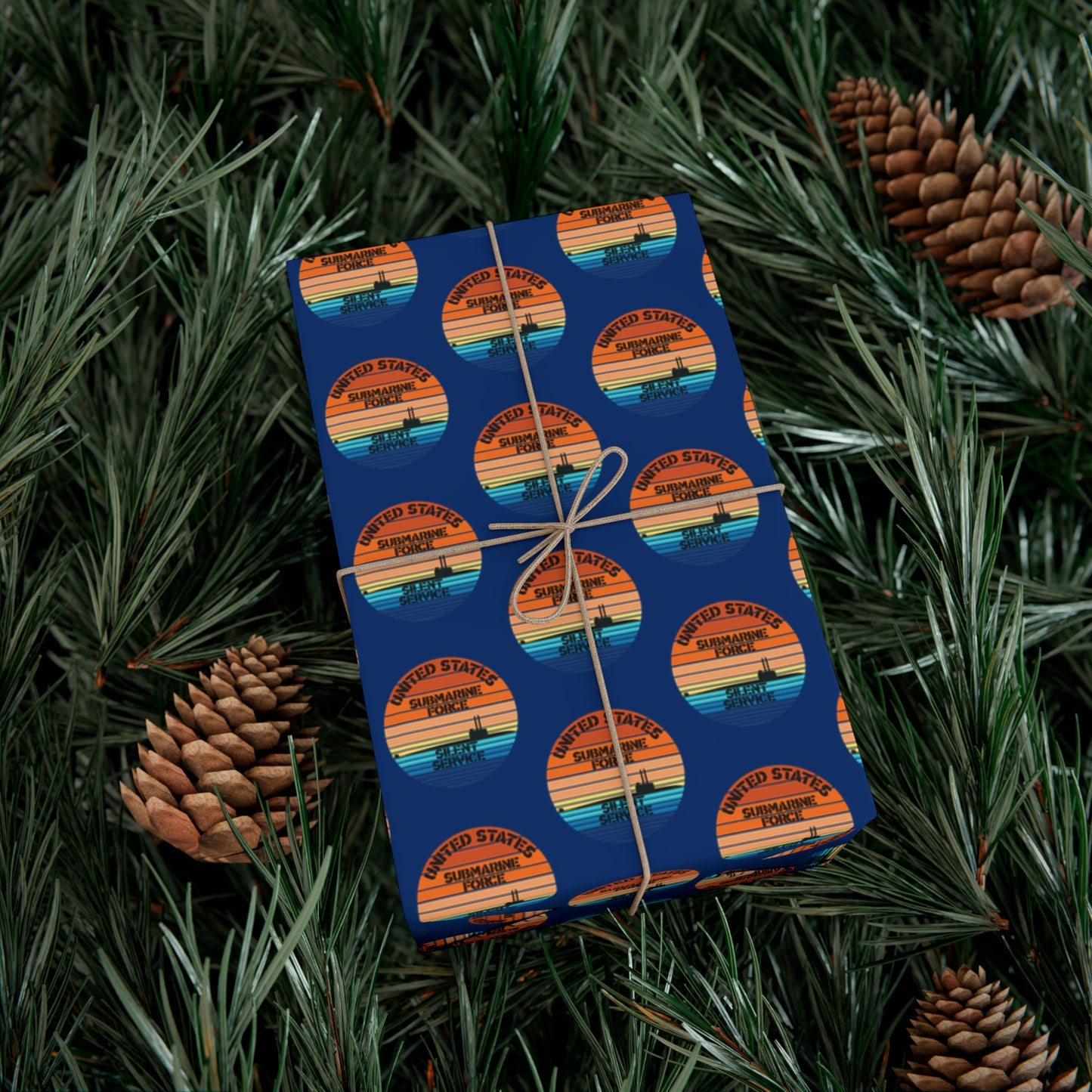 US Navy Submarine Force Silent Service Veteran Sailor Retro Design Blue Gift Wrap Papers