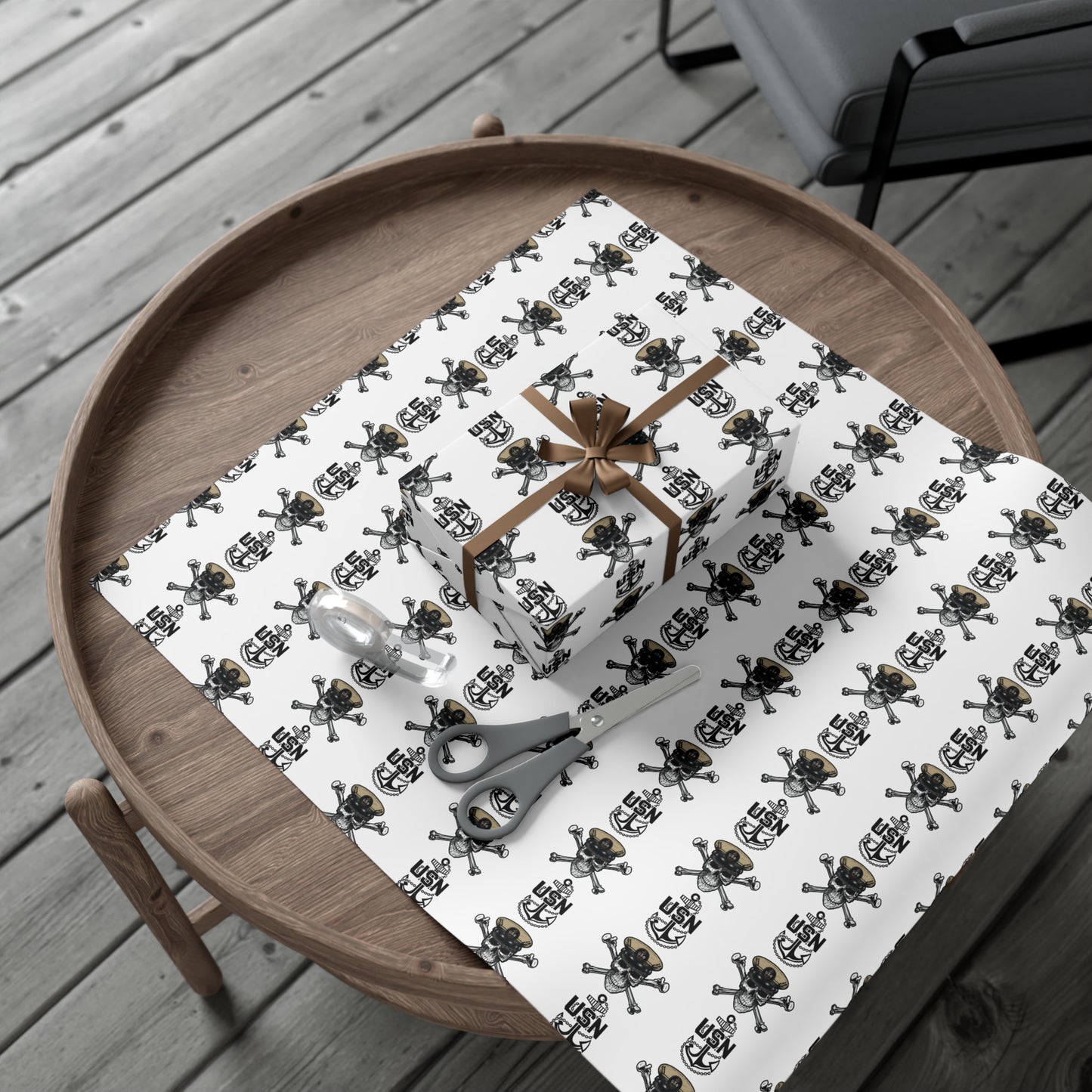 United States Navy Chief Skull & Crossbones with CPO Anchors White Gift Wrap Papers