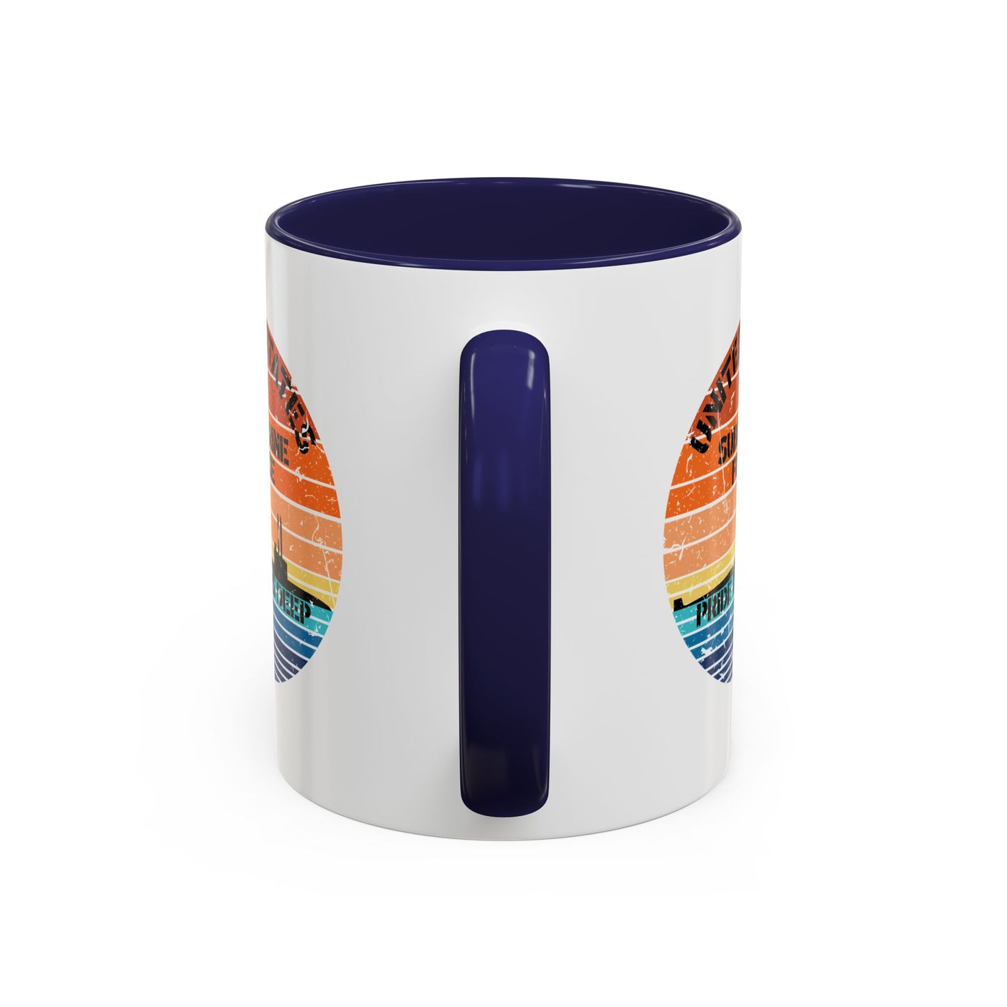 Sunset United States Navy Submarine Force Pride Runs Deep Distressed Accent Coffee Mugs