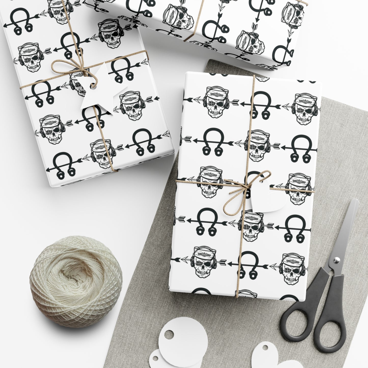 United States Navy Sonar Technician Submarines STS Sailor Skull and Insignia White Gift Wrap Papers