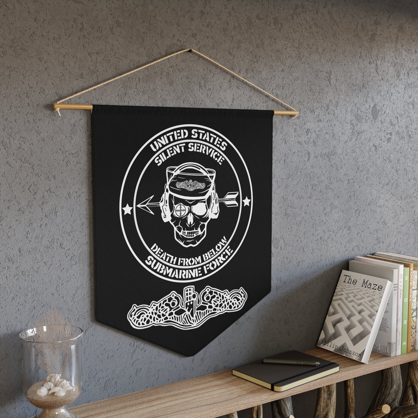 US Navy Submarine Force Silent Service Death From Below with Dolphins on Black Pennant
