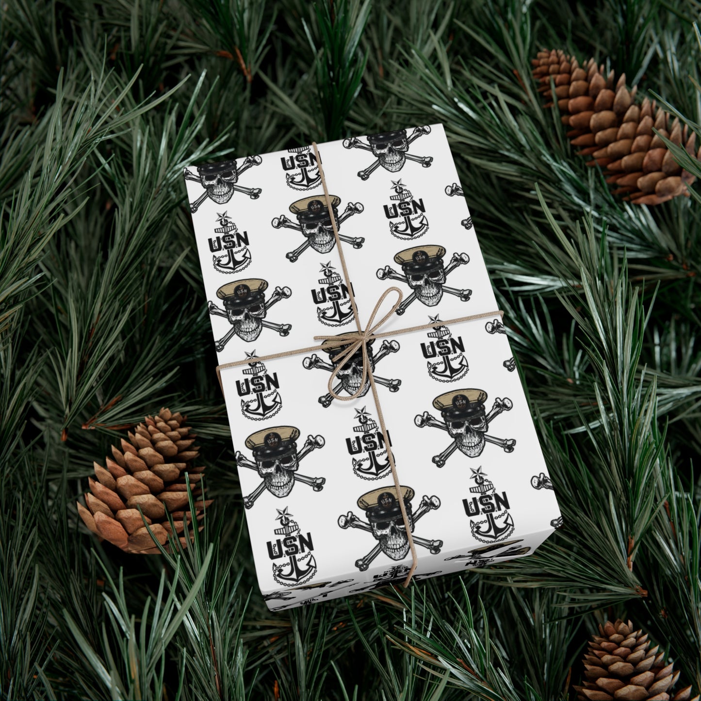 United States Navy Senior Chief Skull & Crossbones with SCPO Anchors White Gift Wrap Papers