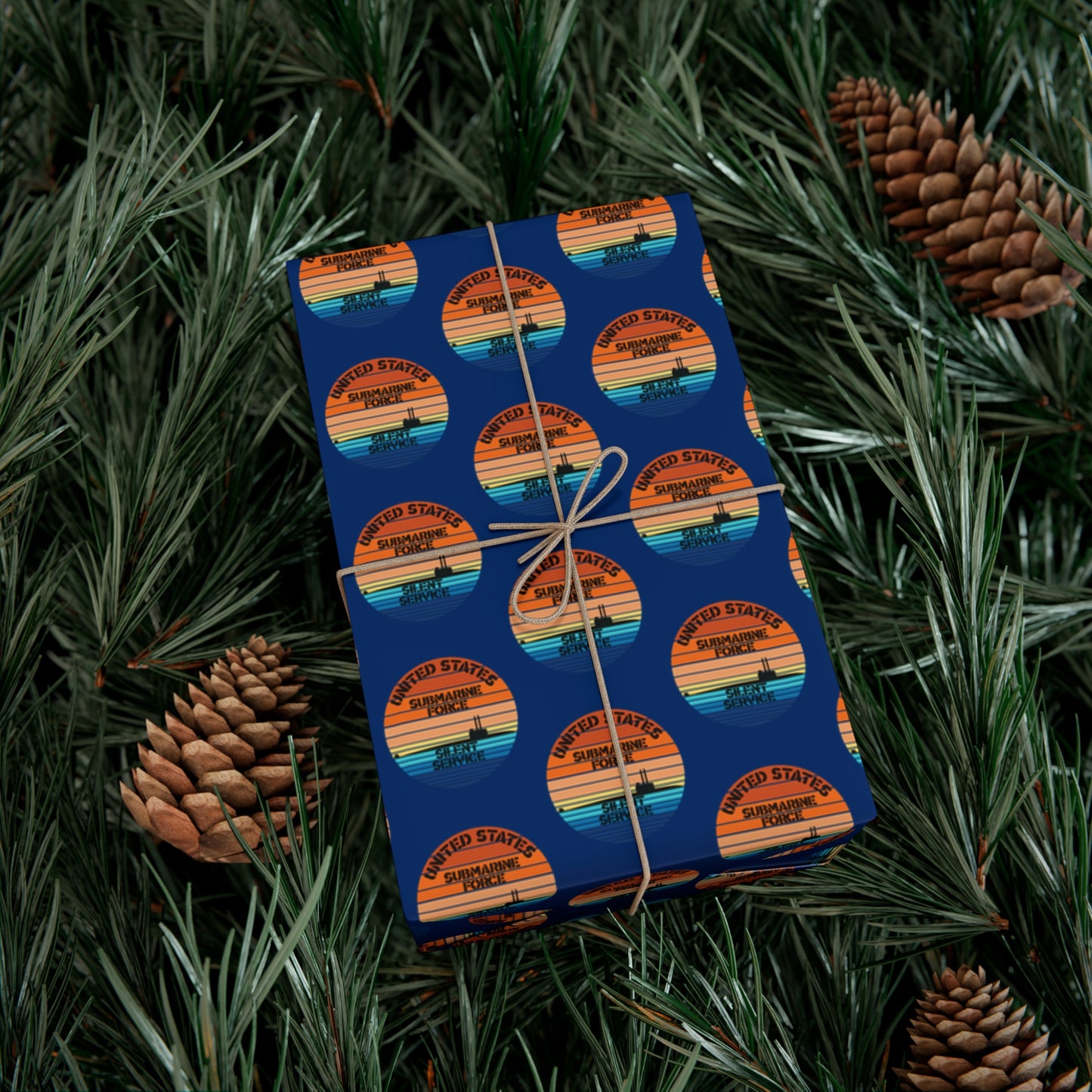 US Navy Submarine Force Silent Service Veteran Sailor Retro Design Blue Gift Wrap Papers