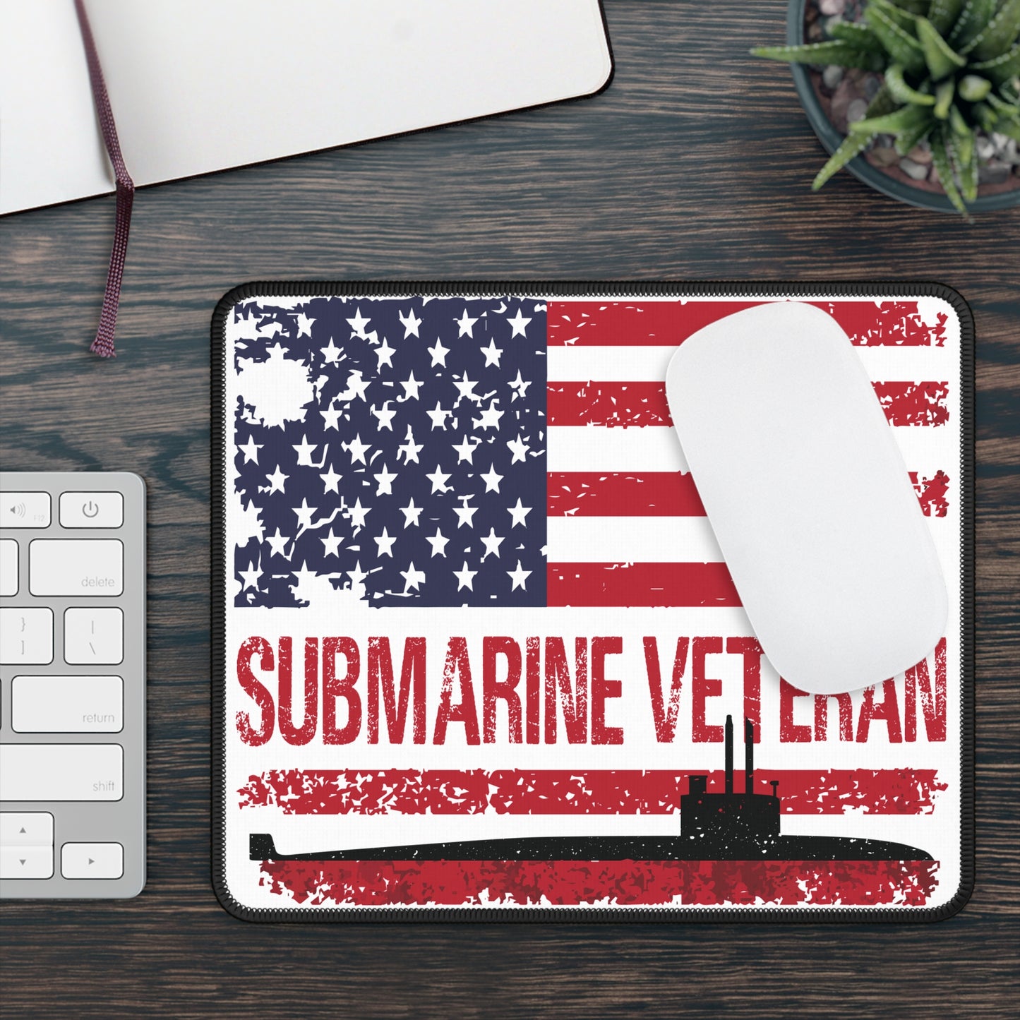 United States Submarine Veteran Distressed USA Flag Gaming Mouse Pad