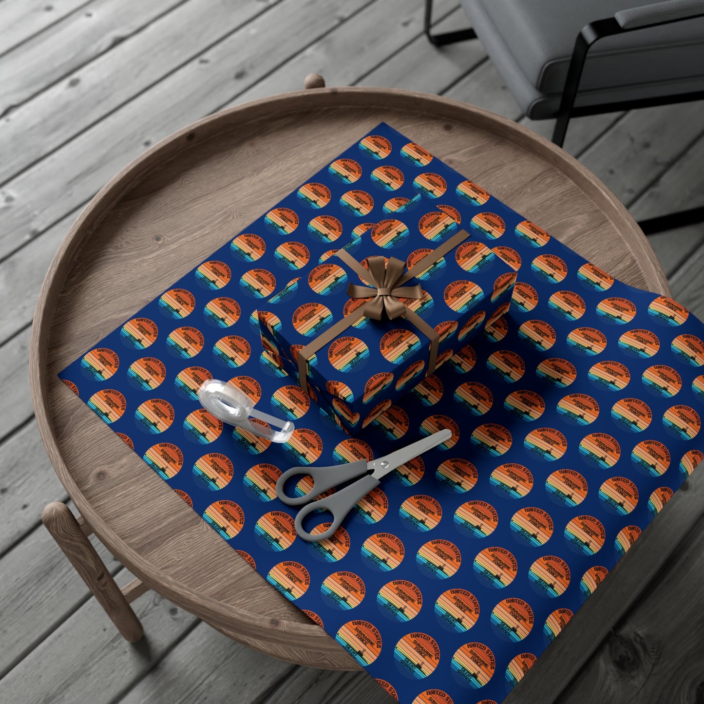 US Navy Submarine Force Silent Service Veteran Sailor Retro Design Blue Gift Wrap Papers