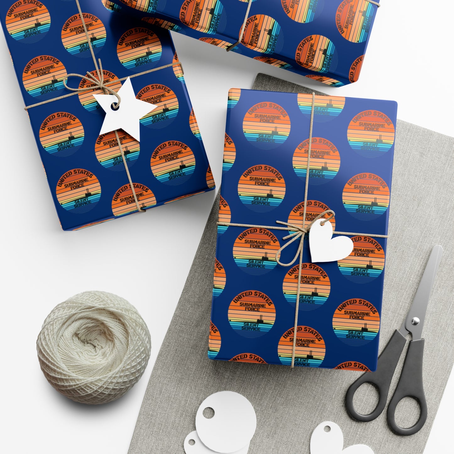 US Navy Submarine Force Silent Service Veteran Sailor Retro Design Blue Gift Wrap Papers