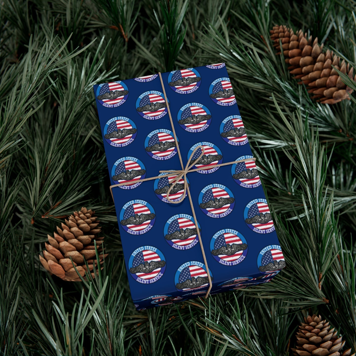 United States Navy Submarine Force Silent Service Silver Dolphins Blue Gift Wrap Papers