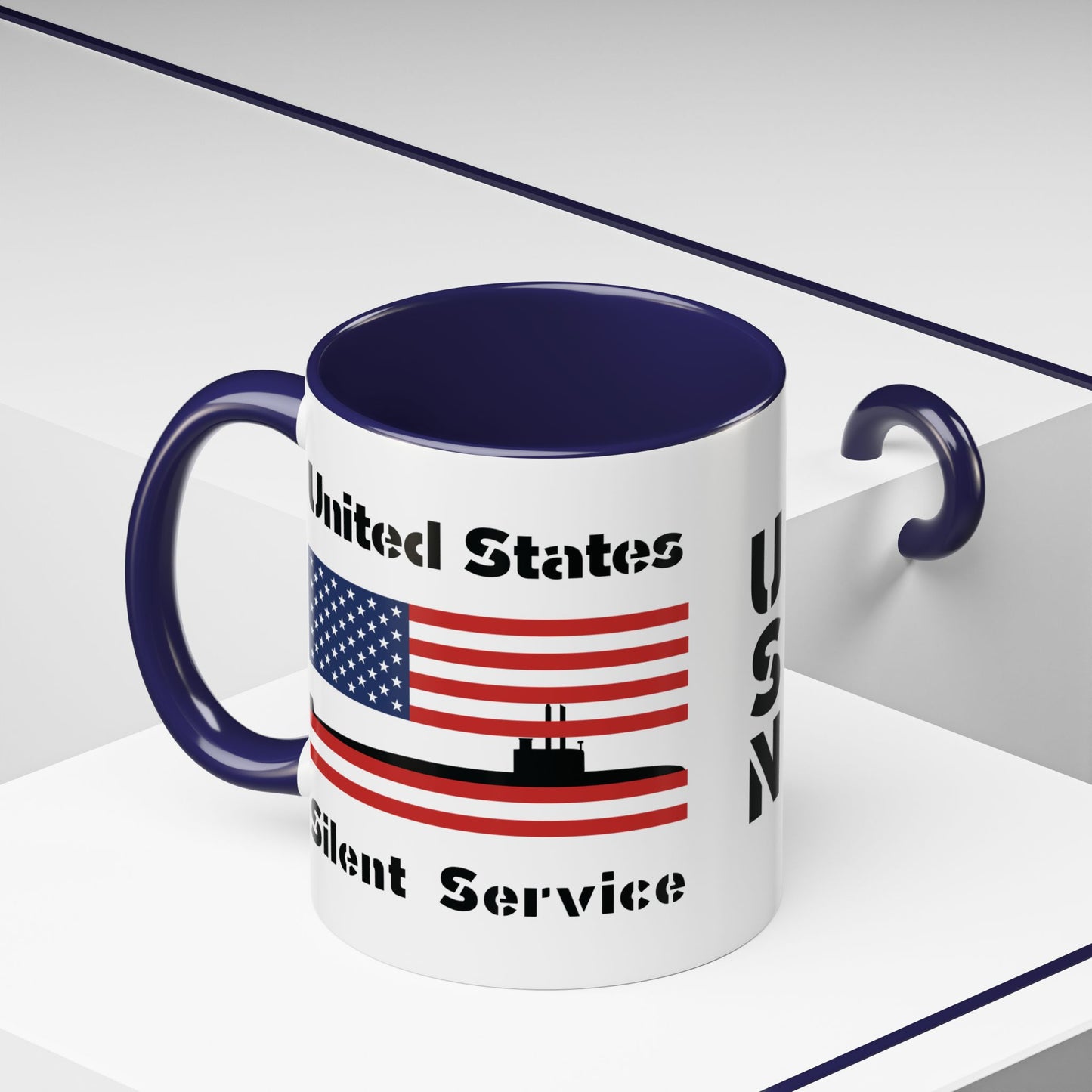 United States Navy Submarine Force Silent Service American Flag Accent Coffee Mugs