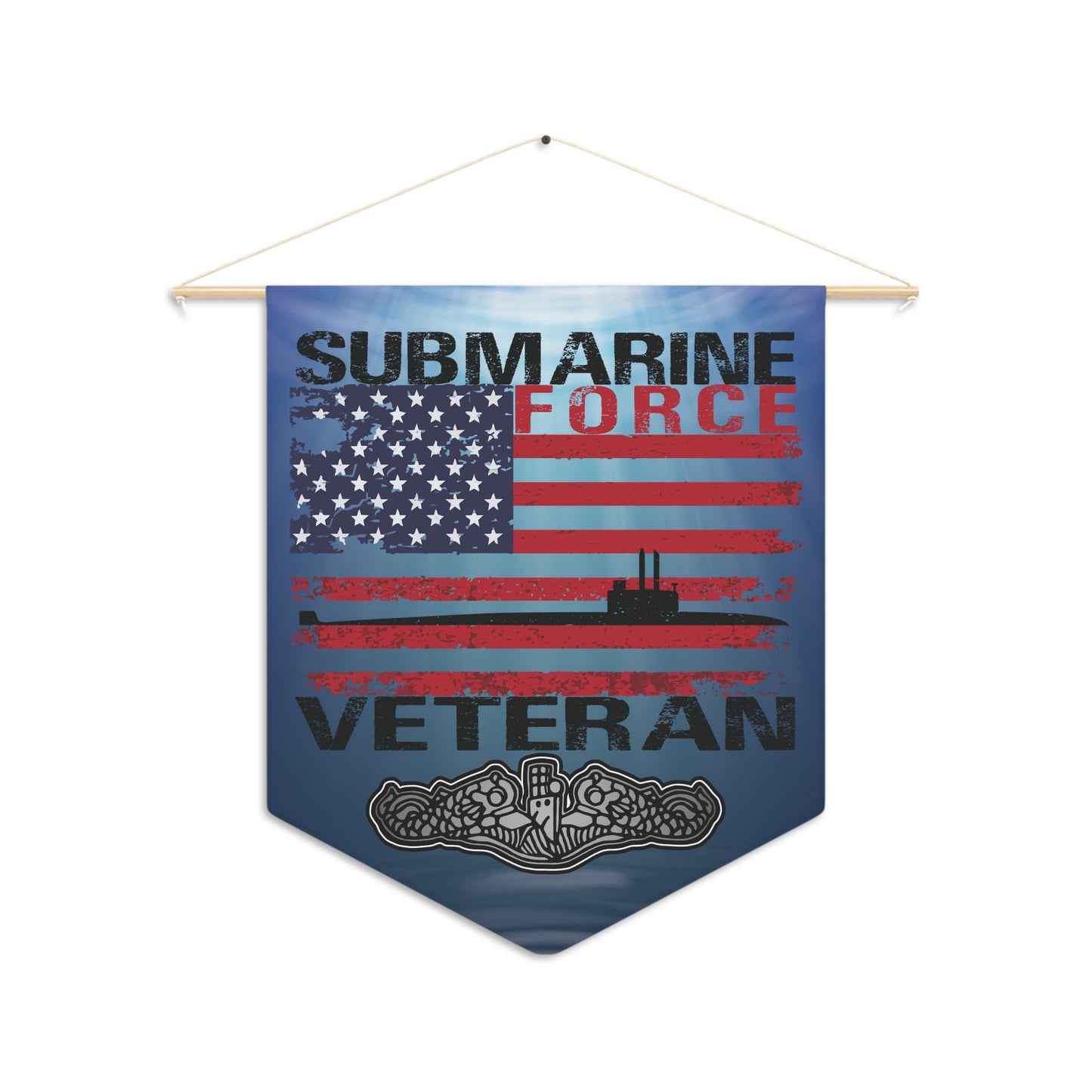 United States Navy Submarine Force Veteran Dolphins USA Flag Deep Ocean Pennant