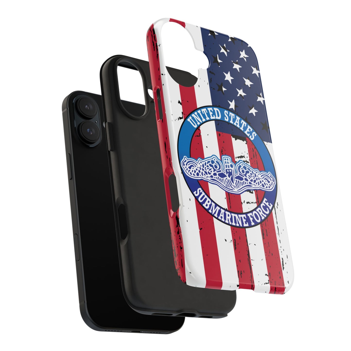 United States Submarine Force Silent Service White Dolphins on American Flag Tough iPhone Case
