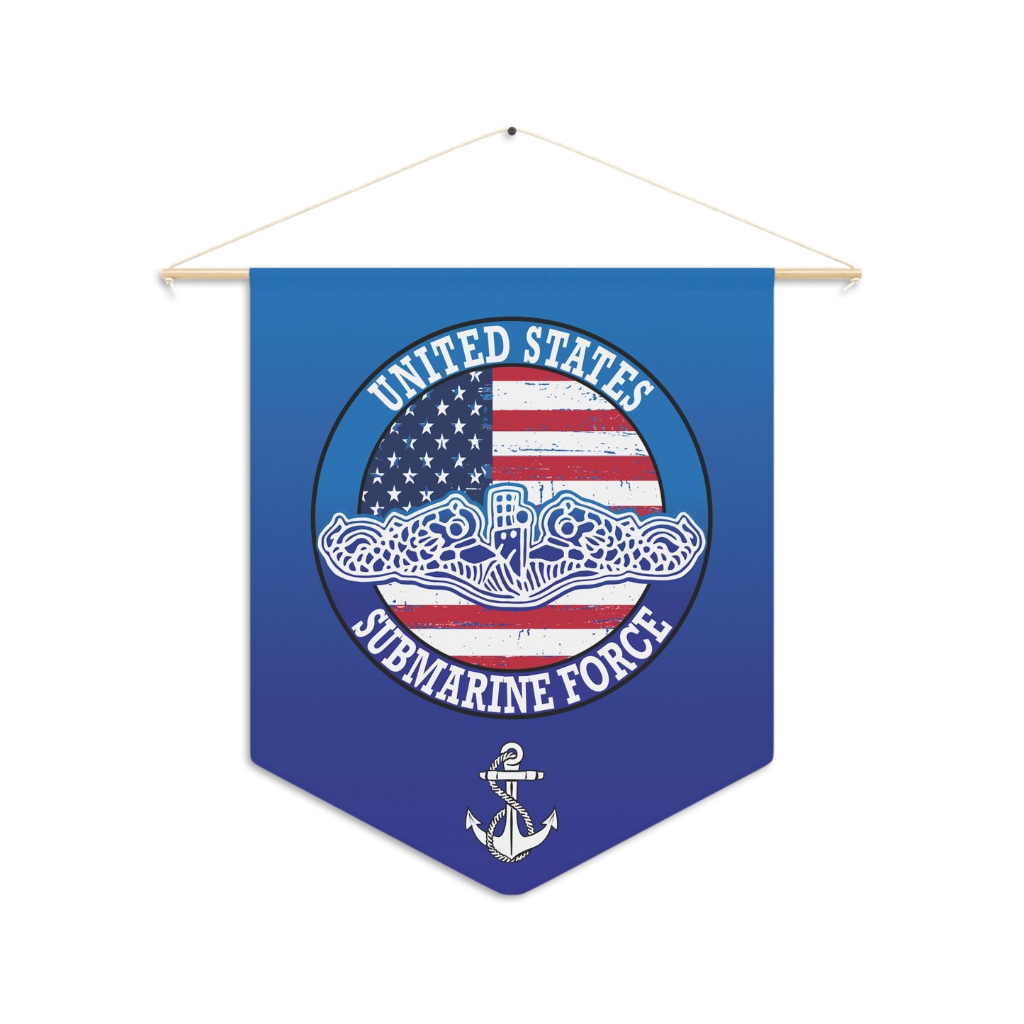 United States Navy Submarine Force Silent Service with White Dolphins on Blue Pennant