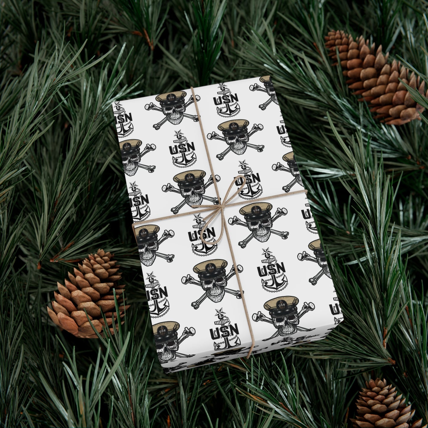 United States Navy Senior Chief Skull & Crossbones with SCPO Anchors White Gift Wrap Papers