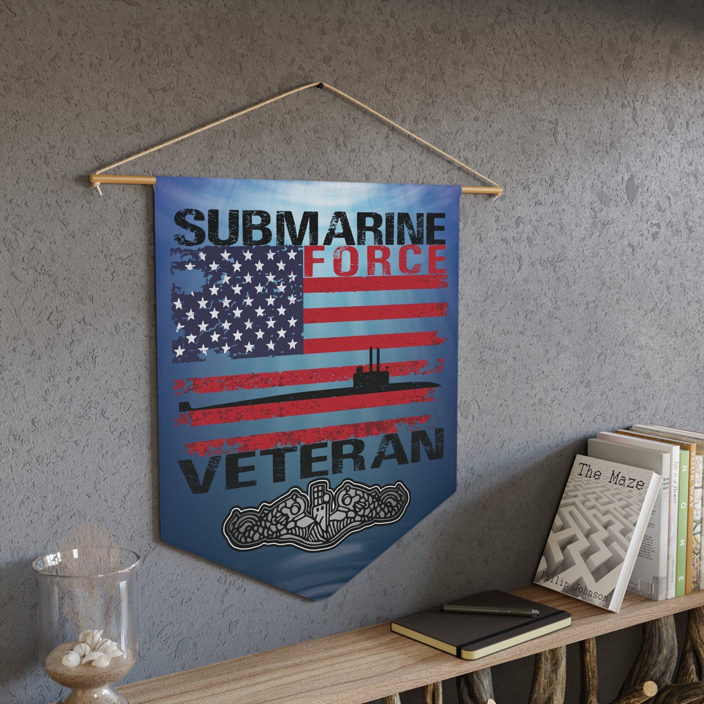 United States Navy Submarine Force Veteran Dolphins USA Flag Deep Ocean Pennant
