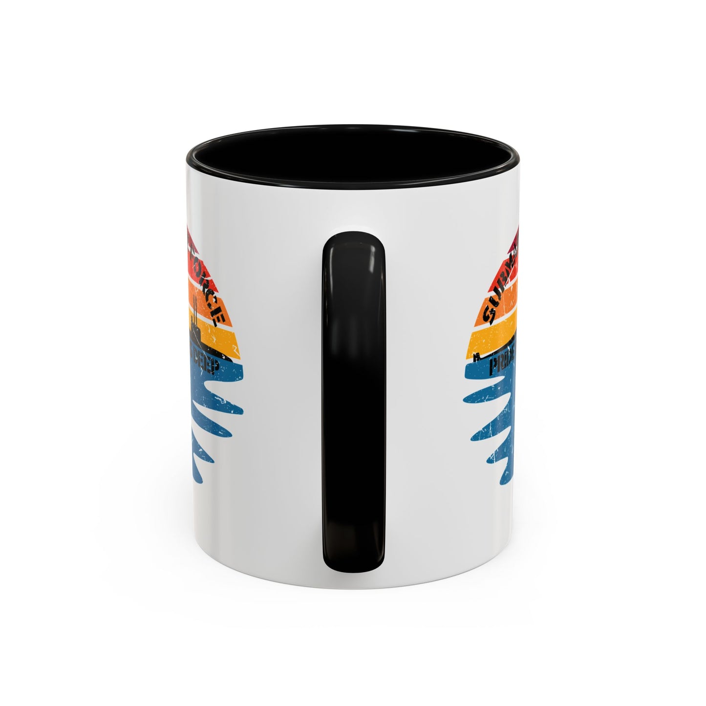 Sunrise United States Navy Submarine Force Pride Runs Deep Distressed Accent Coffee Mugs