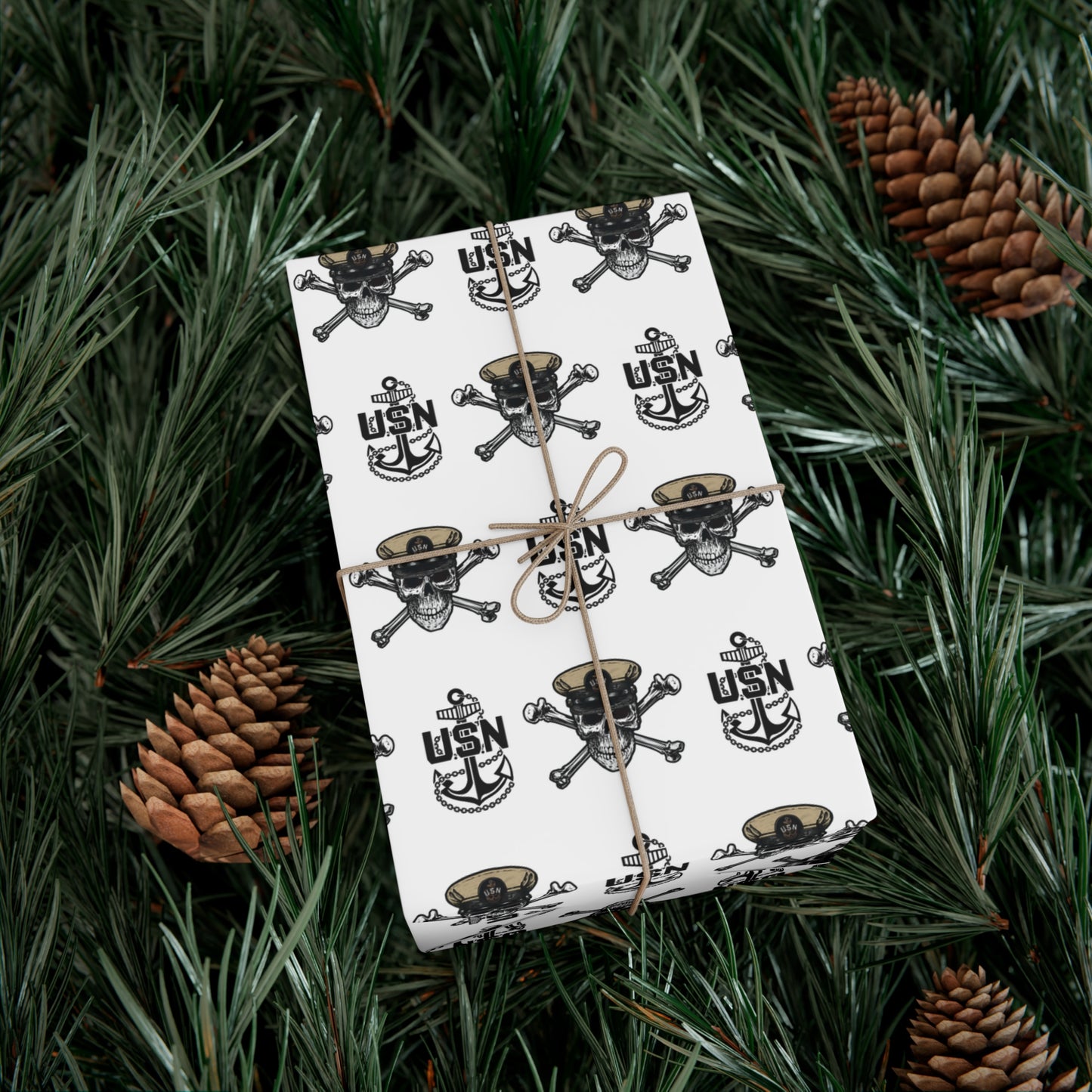 United States Navy Chief Skull & Crossbones with CPO Anchors White Gift Wrap Papers