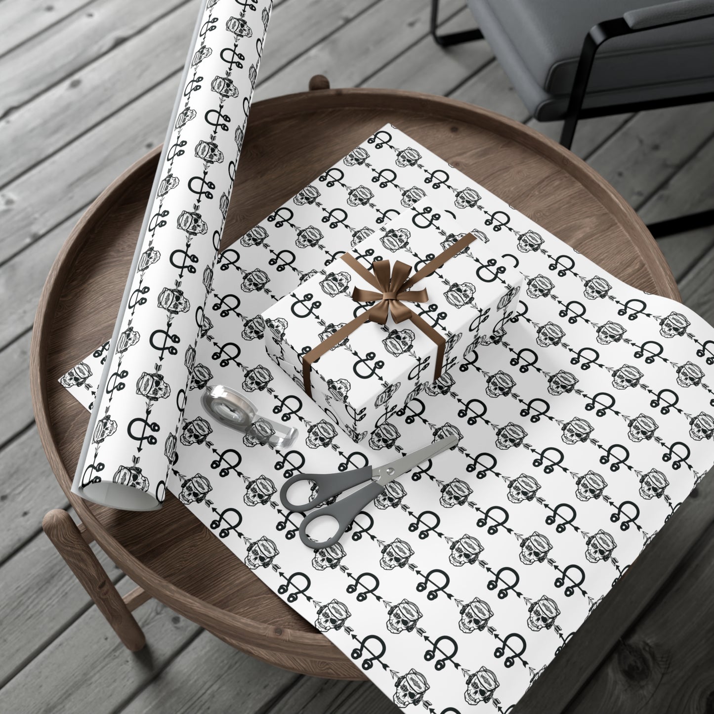 United States Navy Sonar Technician Submarines STS Sailor Skull and Insignia White Gift Wrap Papers